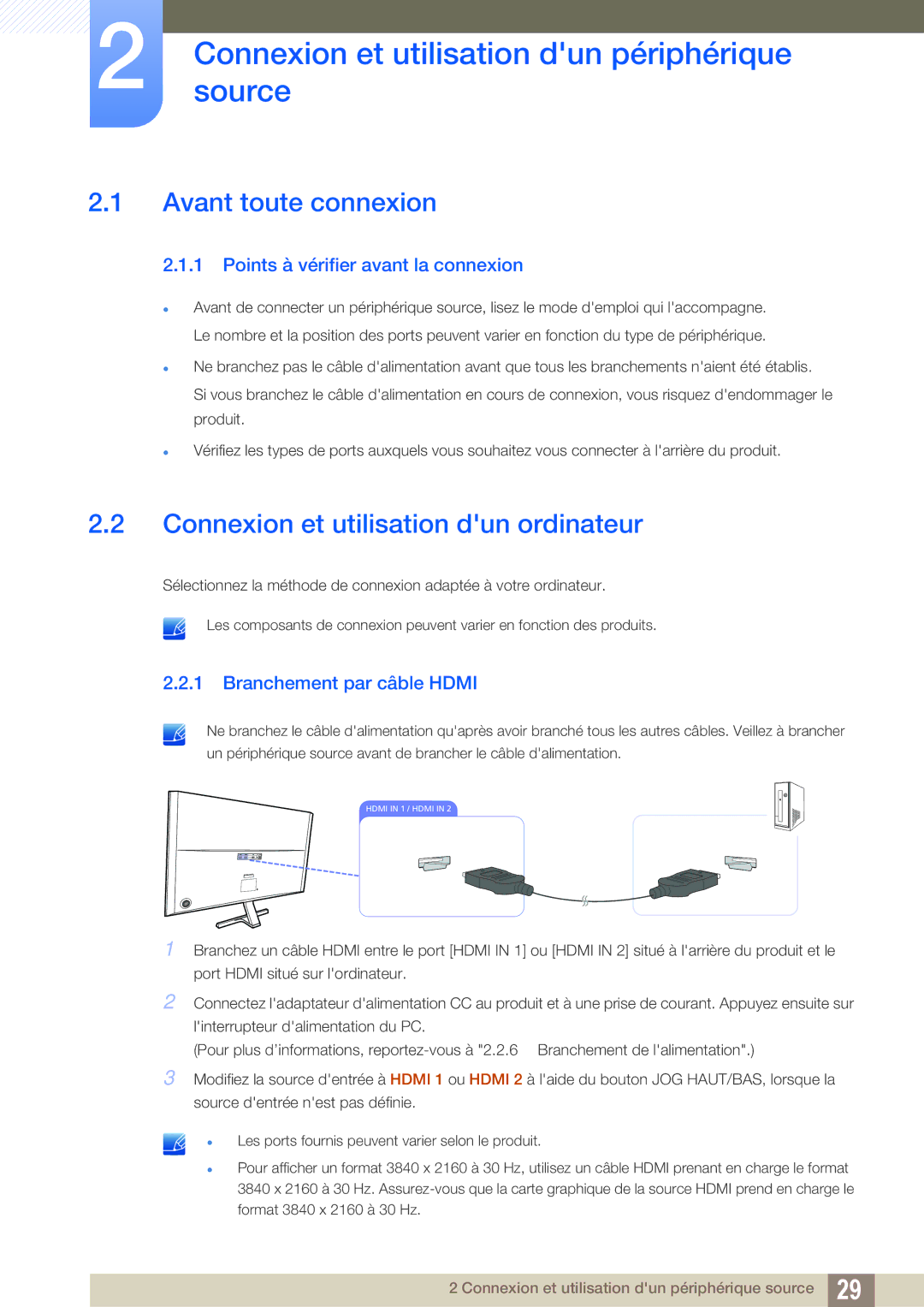 Samsung LU28D590DS/EN Connexionsource et utilisation dun périphérique, Avant toute connexion, Branchement par câble Hdmi 