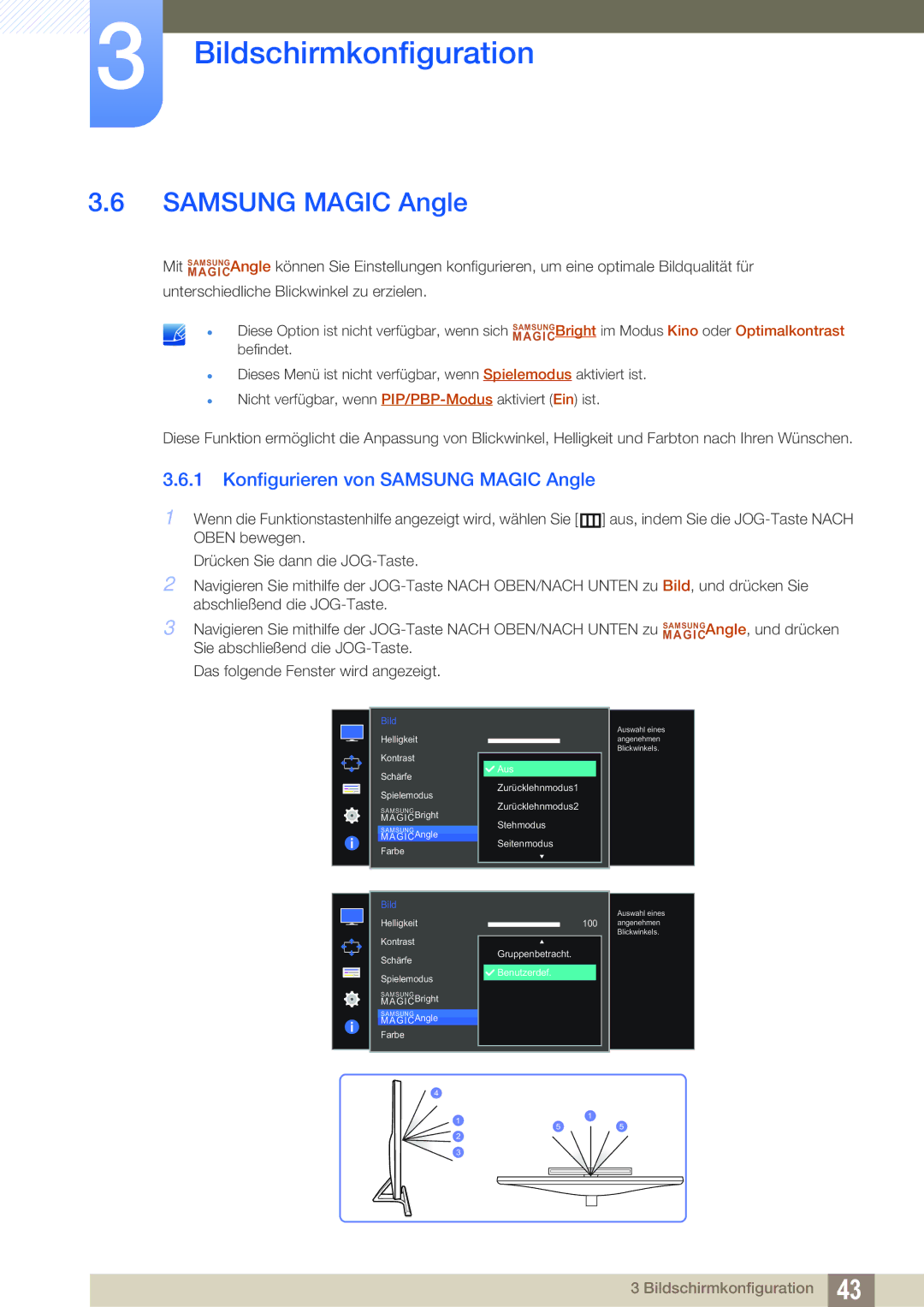 Samsung LU28D590DS/EN manual Konfigurieren von Samsung Magic Angle 