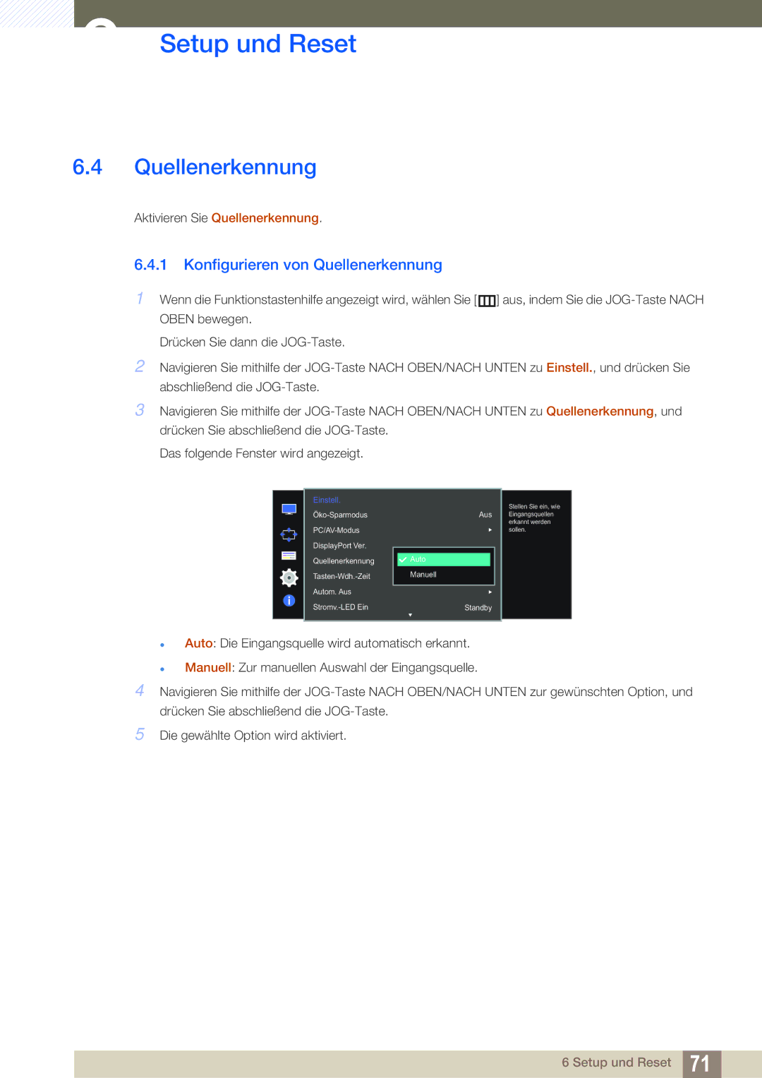 Samsung LU28D590DS/EN manual Konfigurieren von Quellenerkennung 