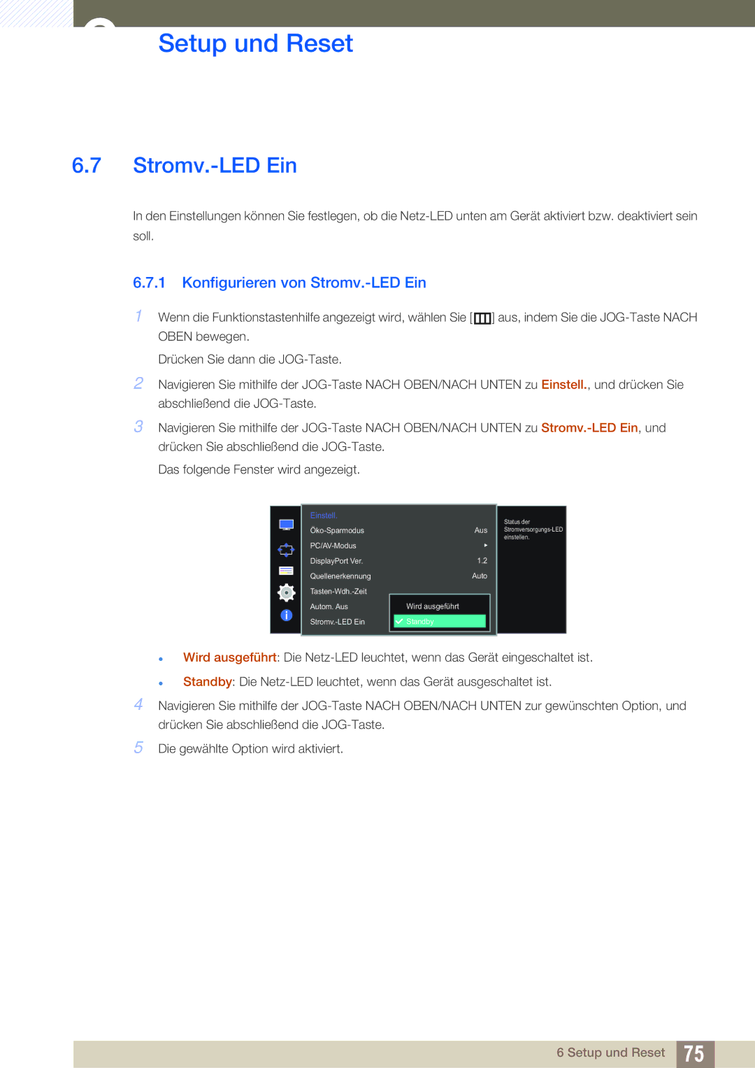 Samsung LU28D590DS/EN manual Konfigurieren von Stromv.-LED Ein 