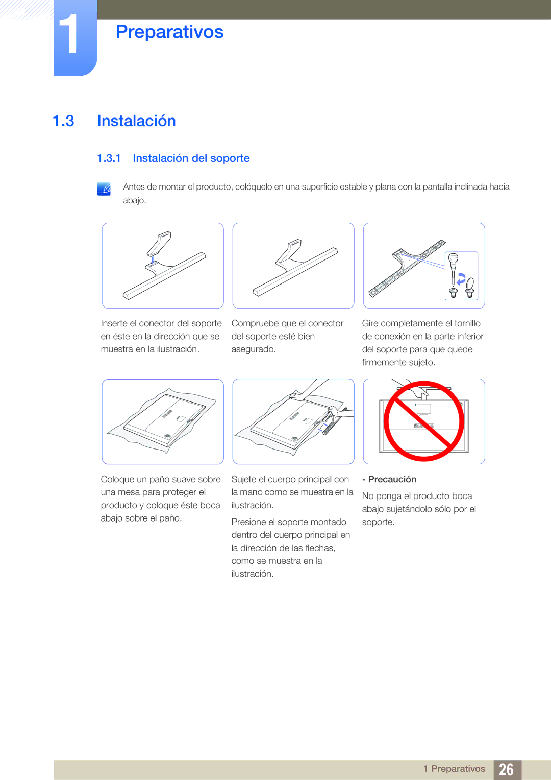 Samsung LU28D590DS/EN manual Instalación del soporte 