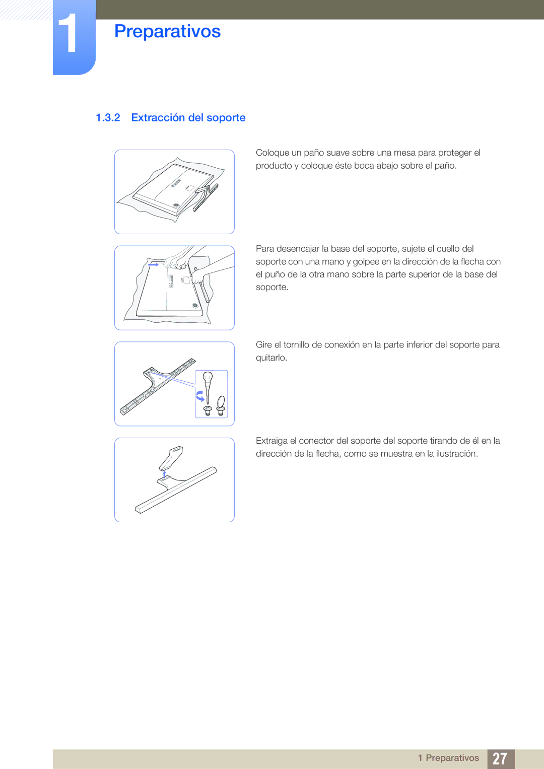 Samsung LU28D590DS/EN manual Extracción del soporte 