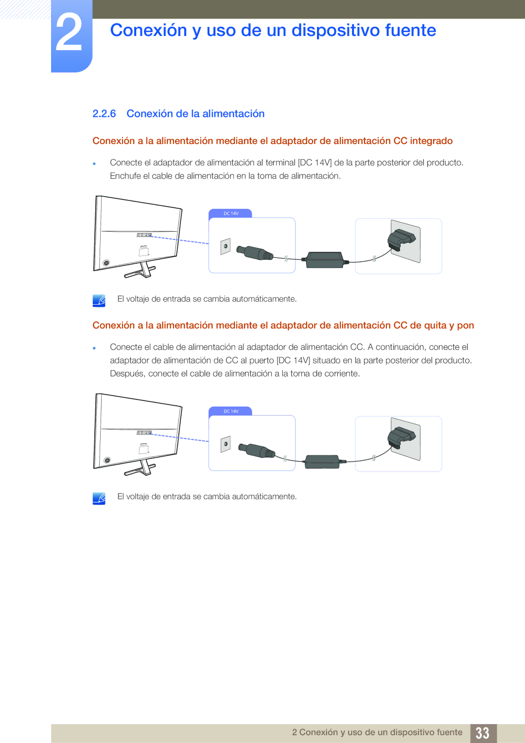 Samsung LU28D590DS/EN manual Conexión de la alimentación 