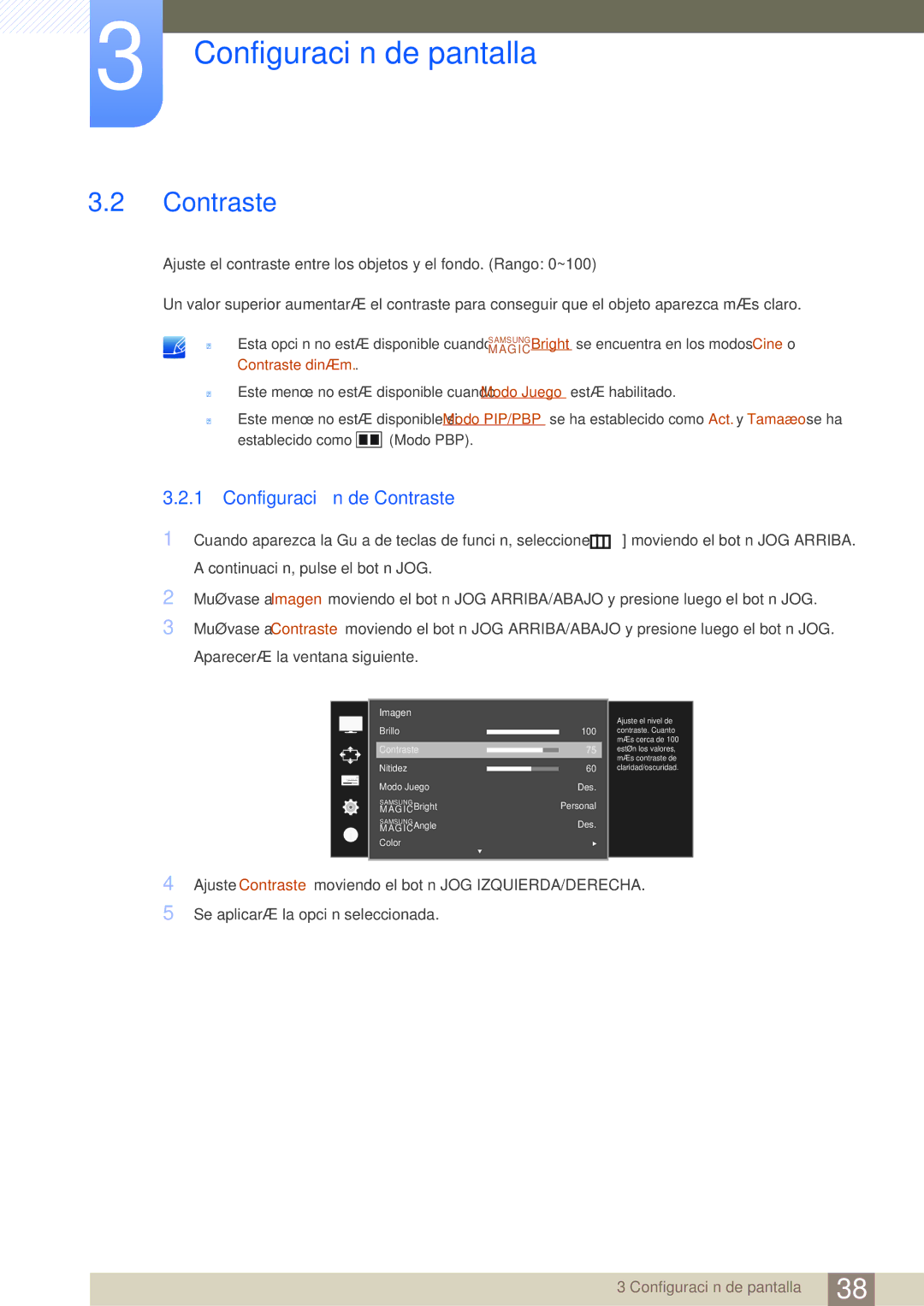 Samsung LU28D590DS/EN manual Configuración de Contraste 