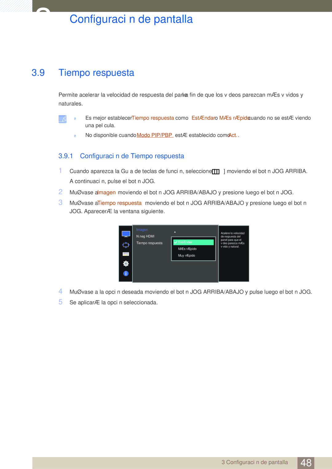 Samsung LU28D590DS/EN manual Configuración de Tiempo respuesta 