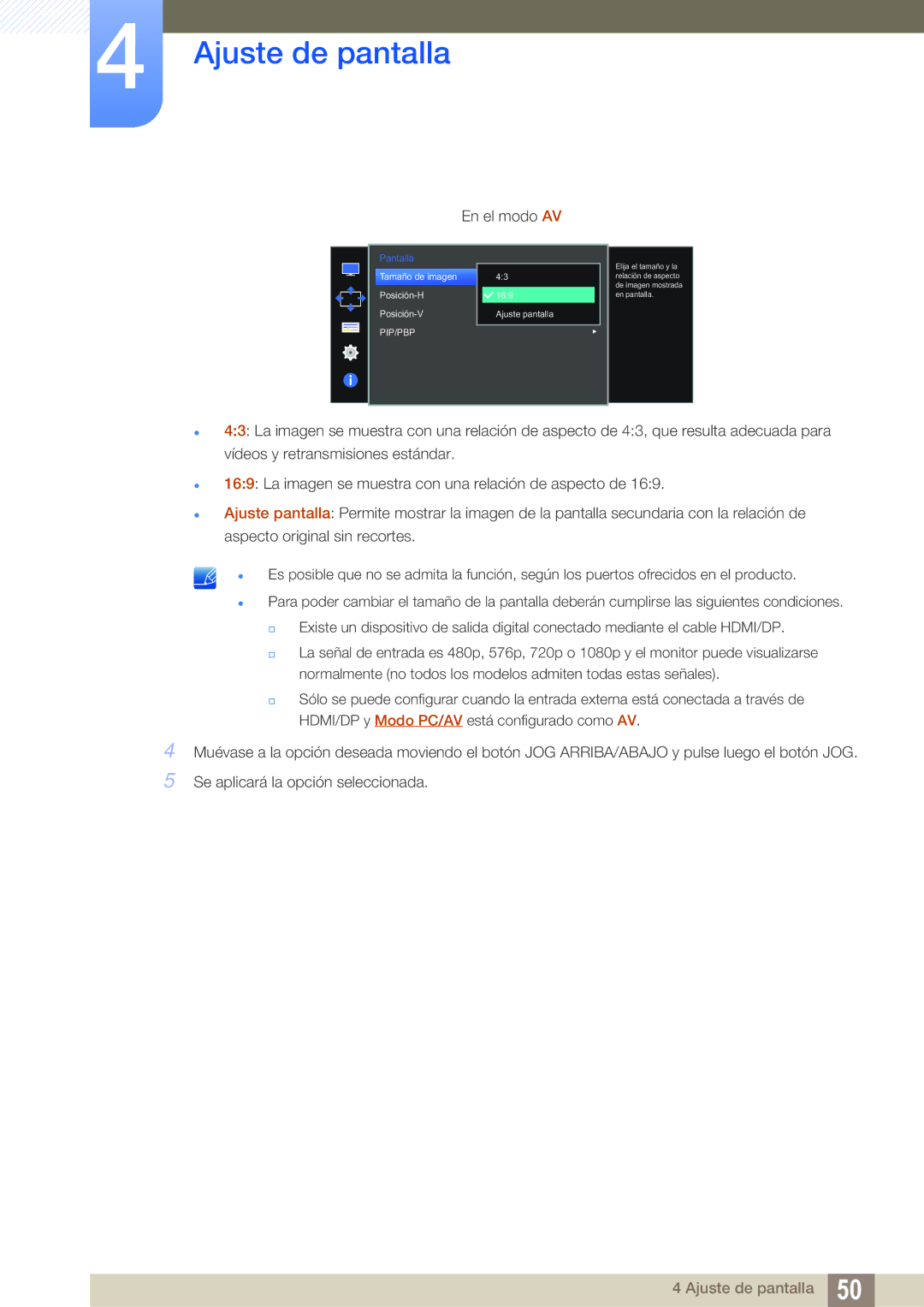 Samsung LU28D590DS/EN manual En el modo AV 