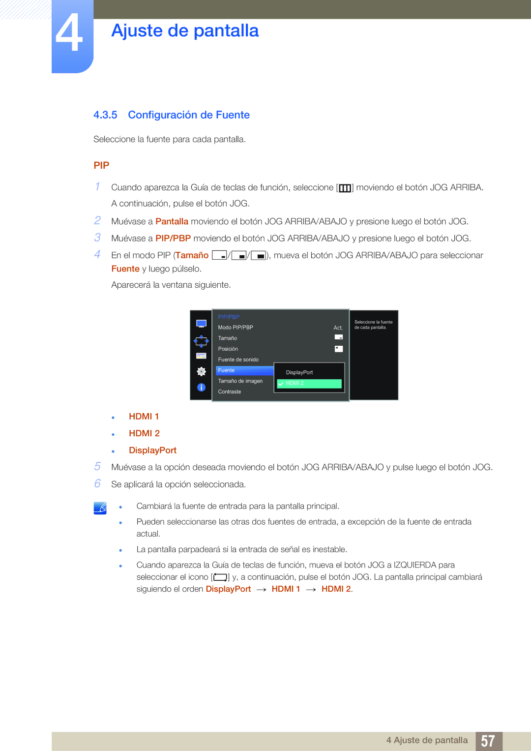 Samsung LU28D590DS/EN manual Configuración de Fuente, Pip 