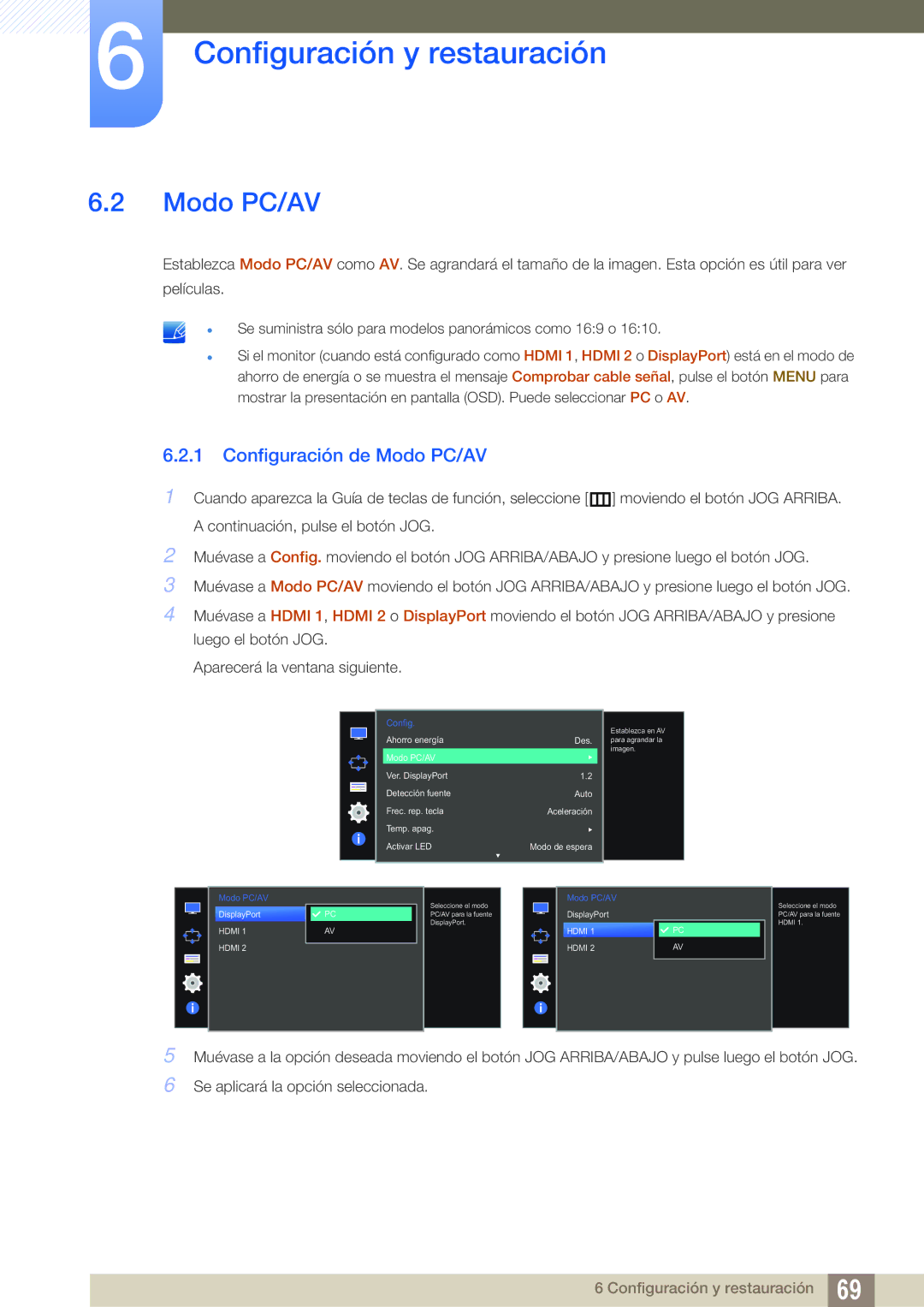 Samsung LU28D590DS/EN manual Configuración de Modo PC/AV 