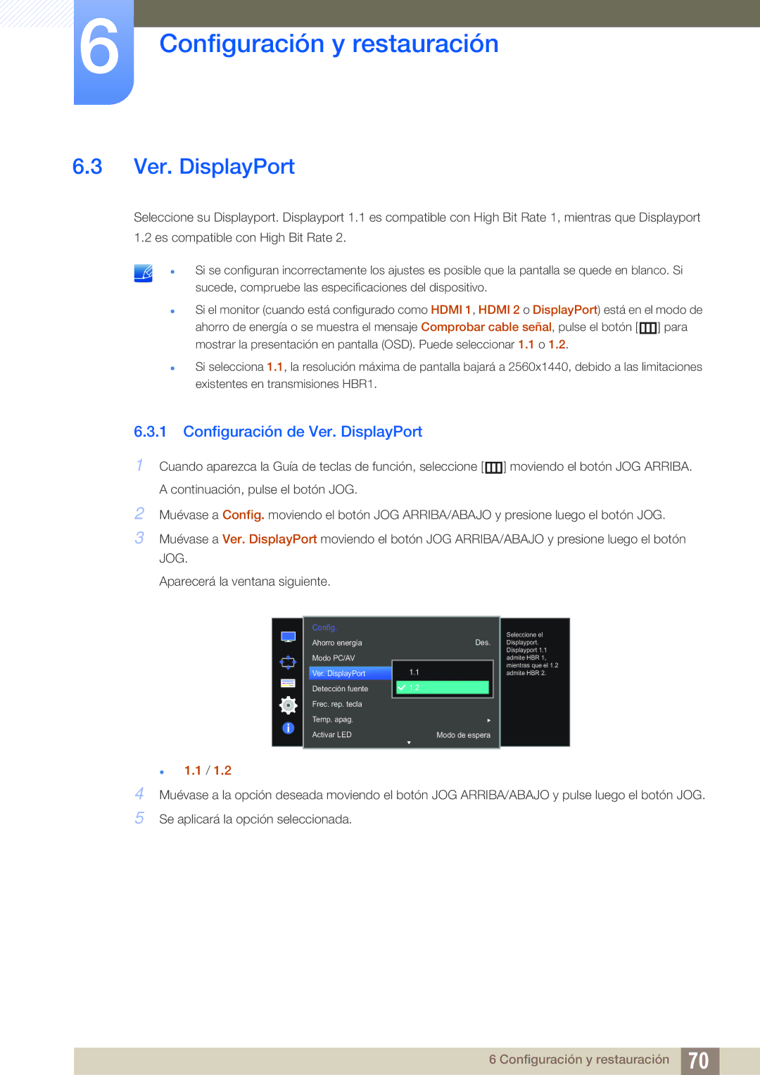 Samsung LU28D590DS/EN manual Configuración de Ver. DisplayPort 