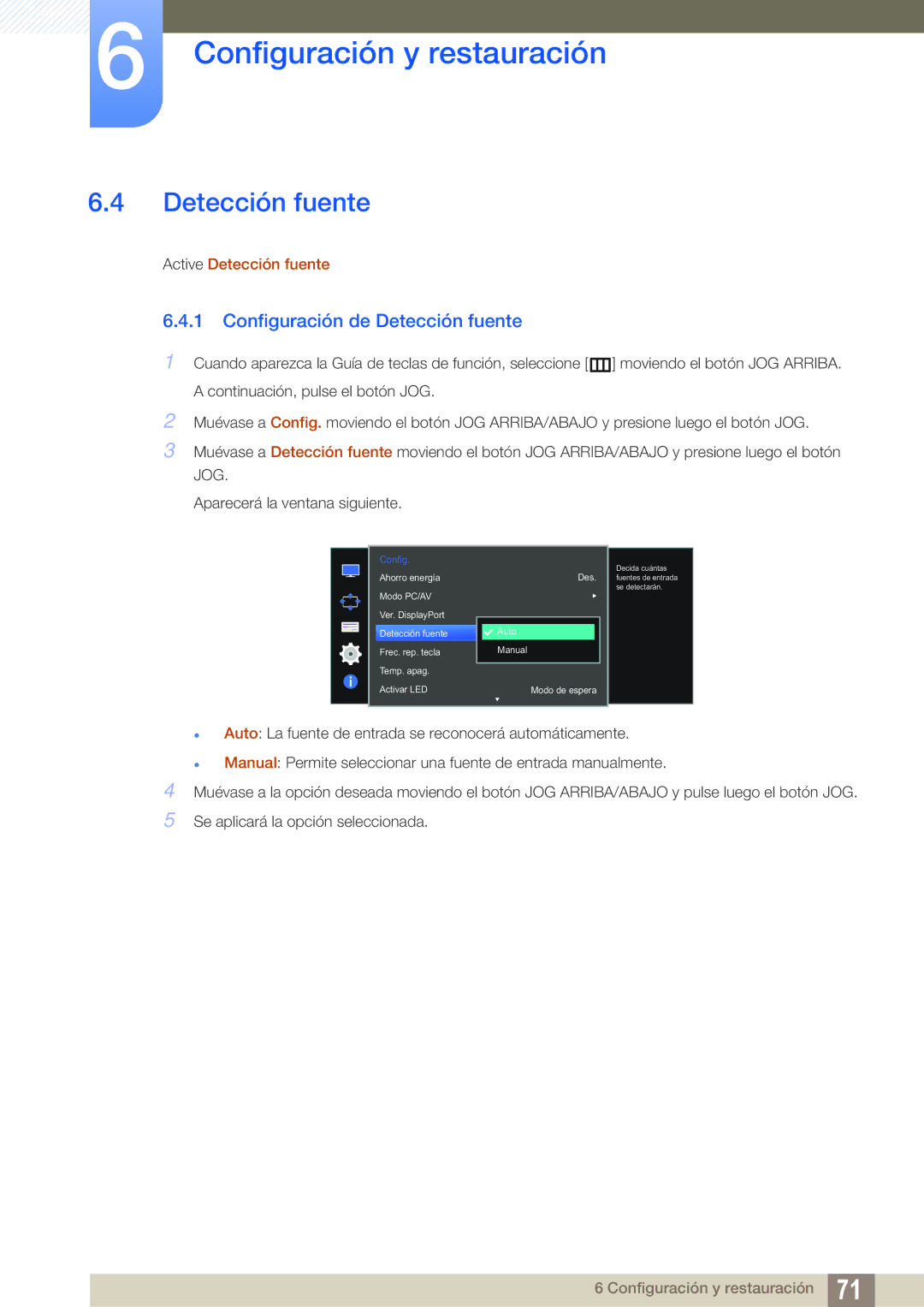 Samsung LU28D590DS/EN manual Configuración de Detección fuente 