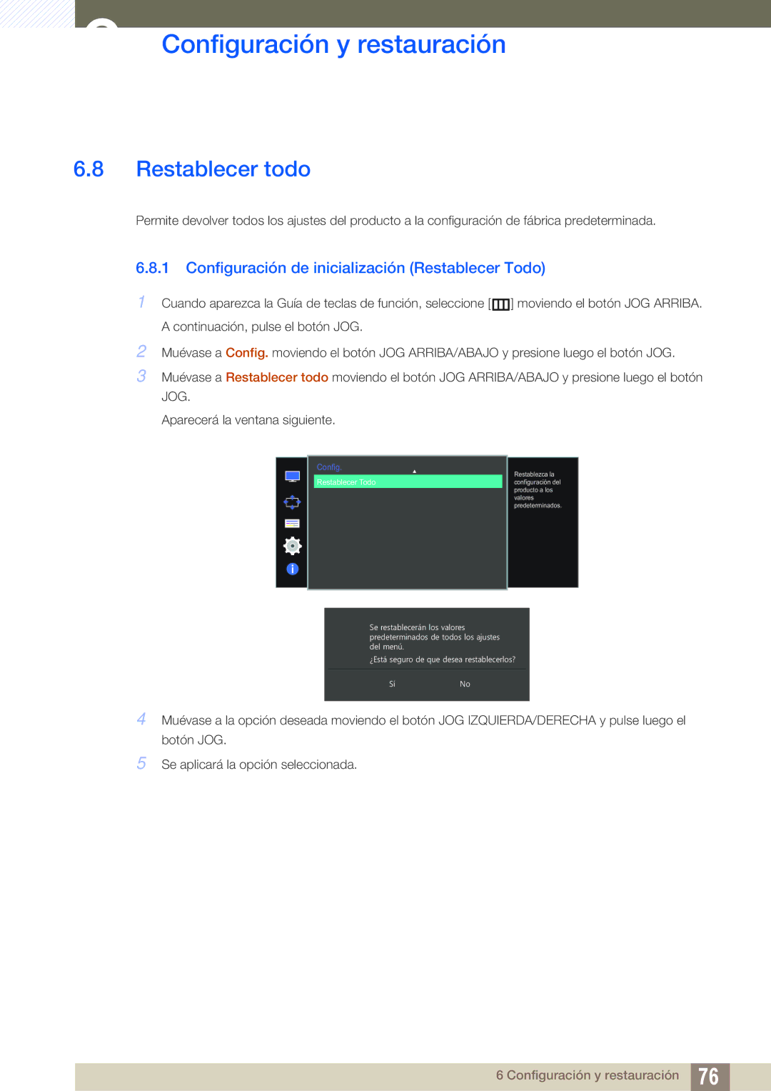 Samsung LU28D590DS/EN manual Restablecer todo, Configuración de inicialización Restablecer Todo 