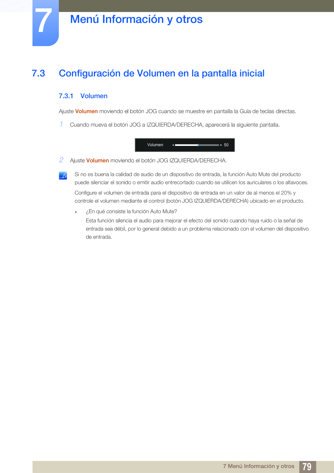 Samsung LU28D590DS/EN manual Configuración de Volumen en la pantalla inicial 