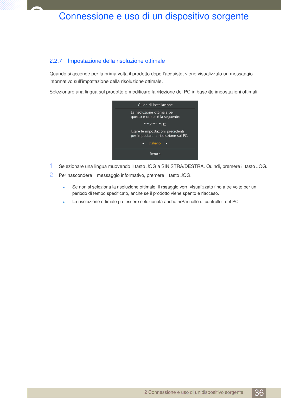 Samsung LU28D590DS/EN manual Impostazione della risoluzione ottimale, XlgdGlLqvwdoodlrqh 