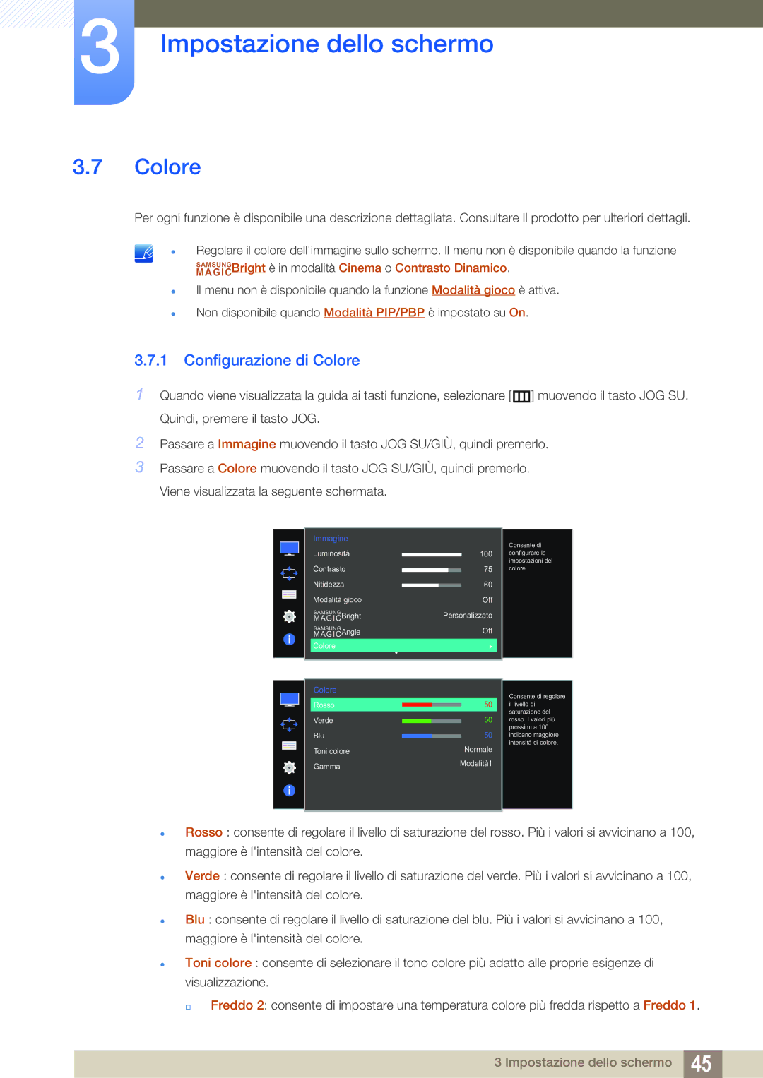 Samsung LU28D590DS/EN manual Configurazione di Colore 