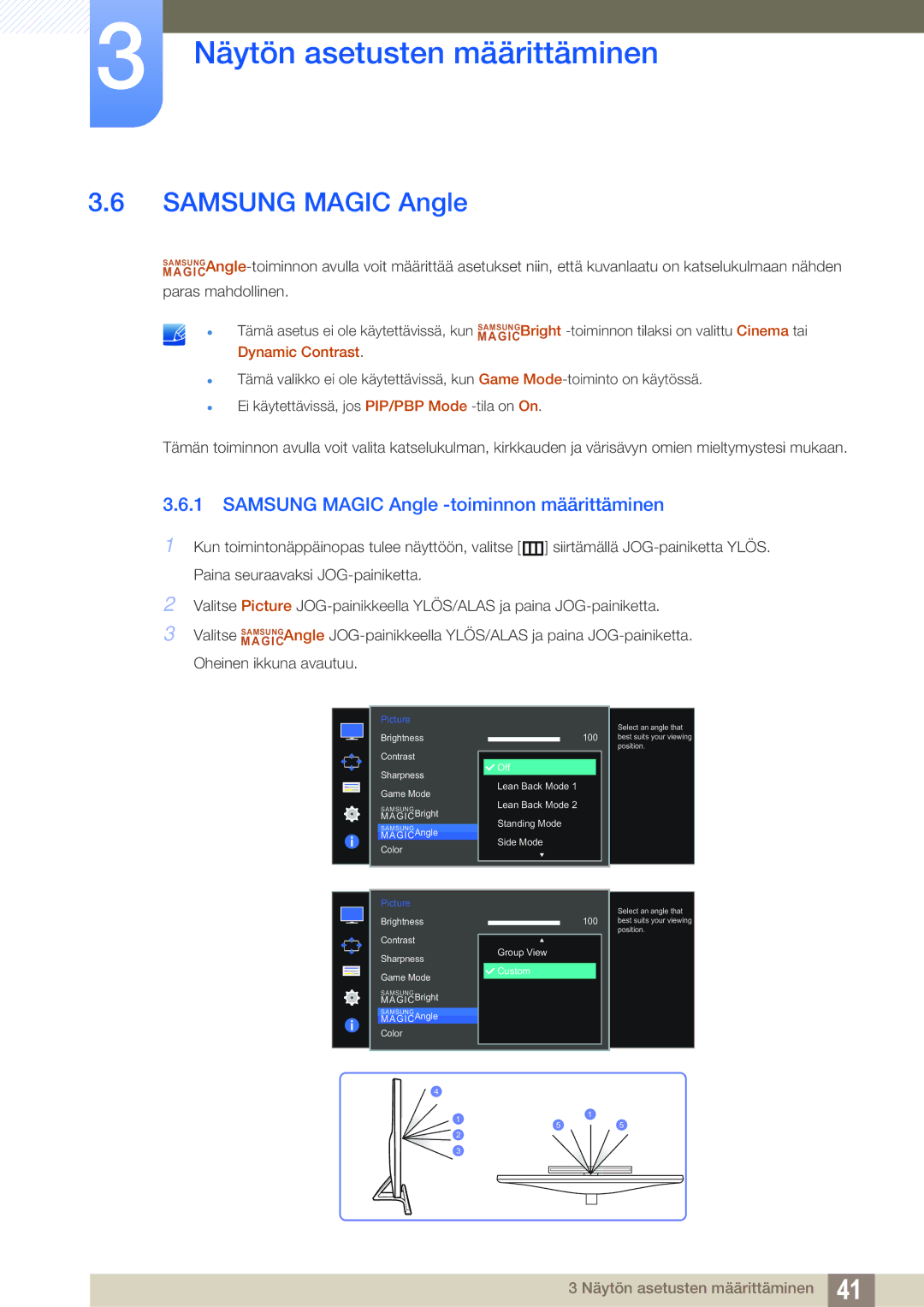 Samsung LU28D590DS/EN manual Samsung Magic Angle -toiminnon määrittäminen 