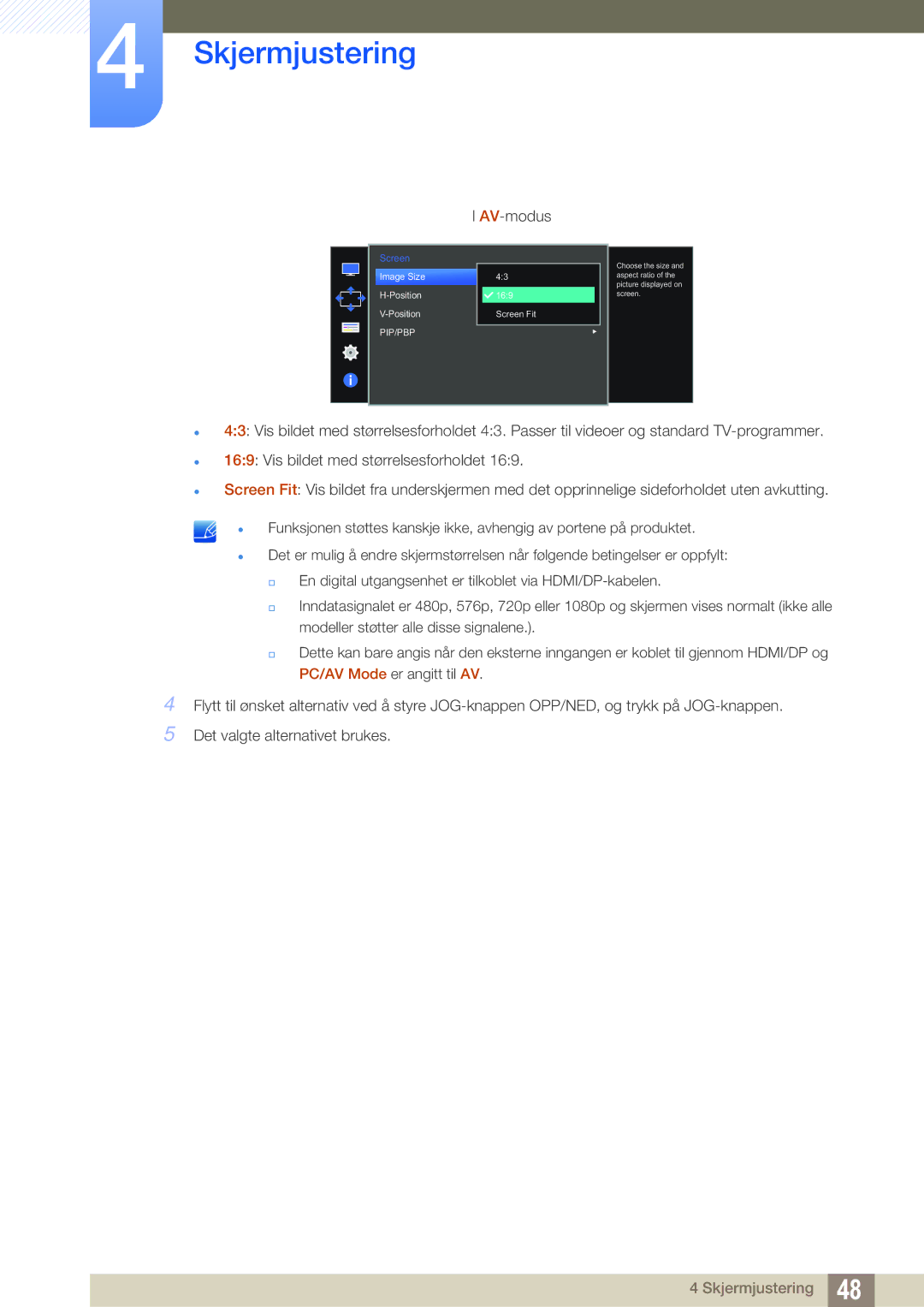 Samsung LU28D590DS/EN manual AV-modus 