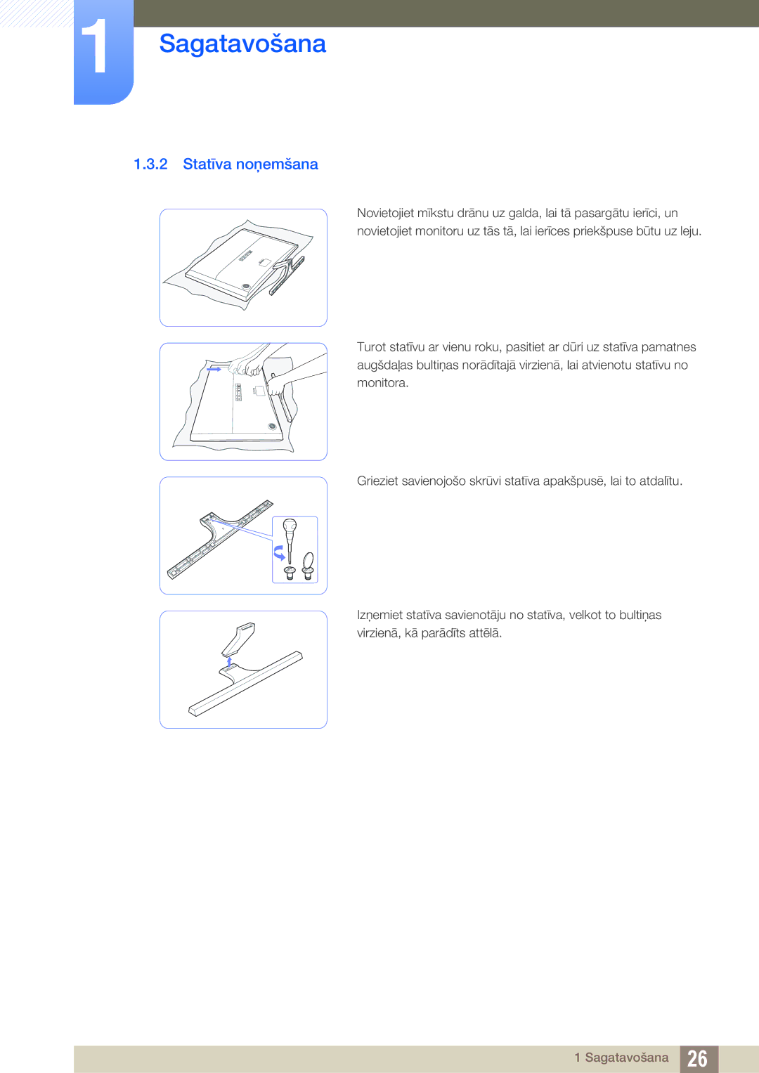 Samsung LU28D590DS/EN manual Statīva noņemšana 