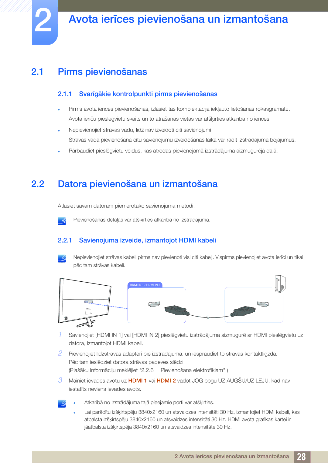 Samsung LU28D590DS/EN Avota ierīces pievienošana un izmantošana, Pirms pievienošanas, Datora pievienošana un izmantošana 