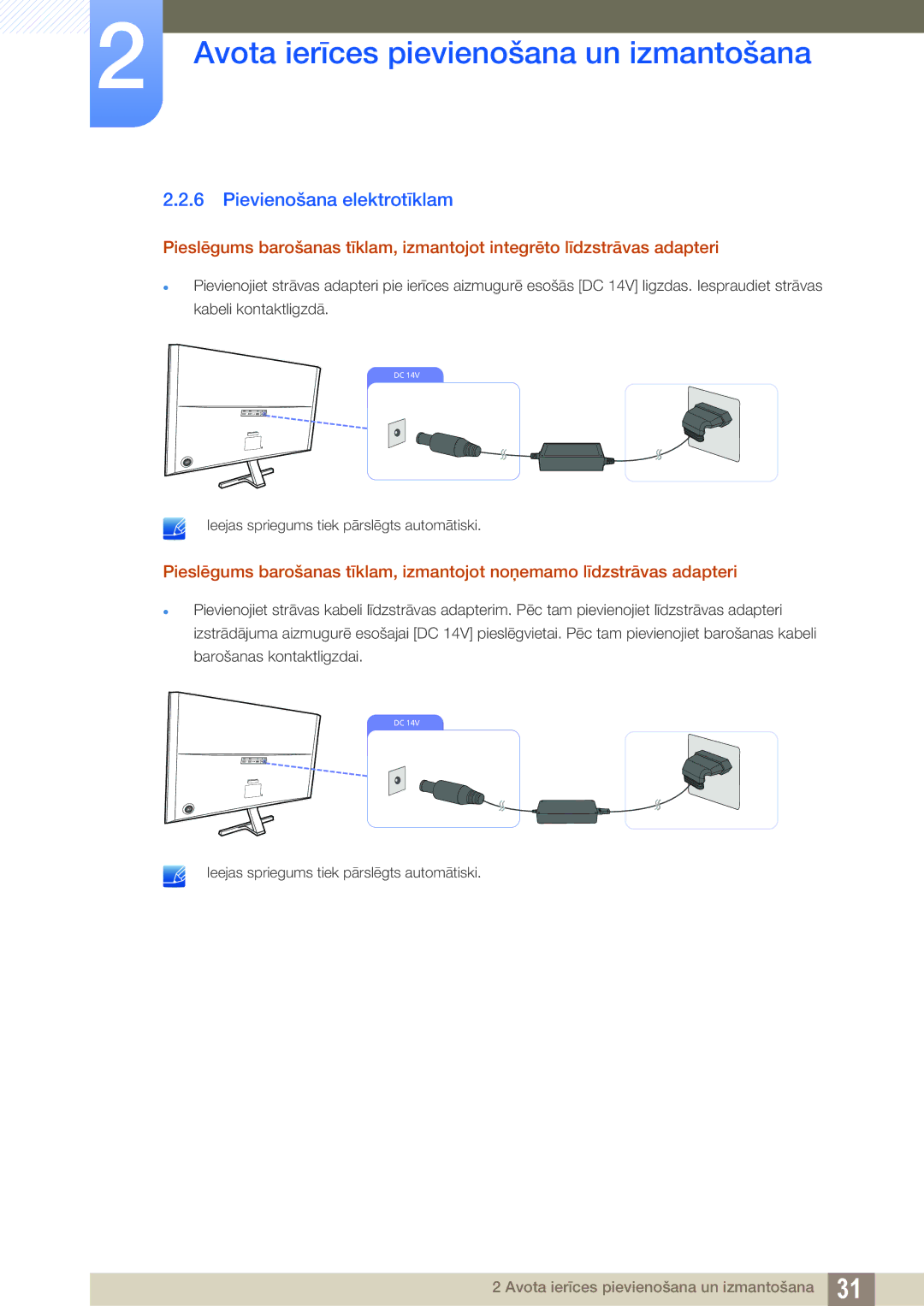 Samsung LU28D590DS/EN manual Pievienošana elektrotīklam 