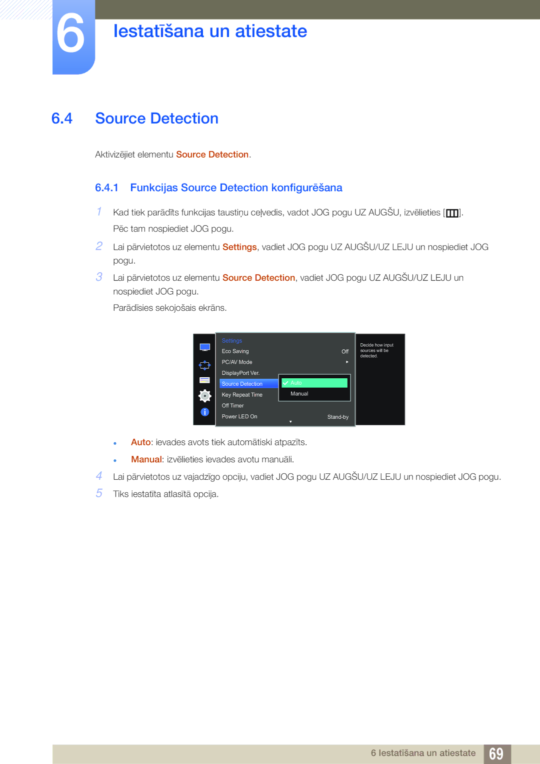 Samsung LU28D590DS/EN manual Funkcijas Source Detection konfigurēšana 