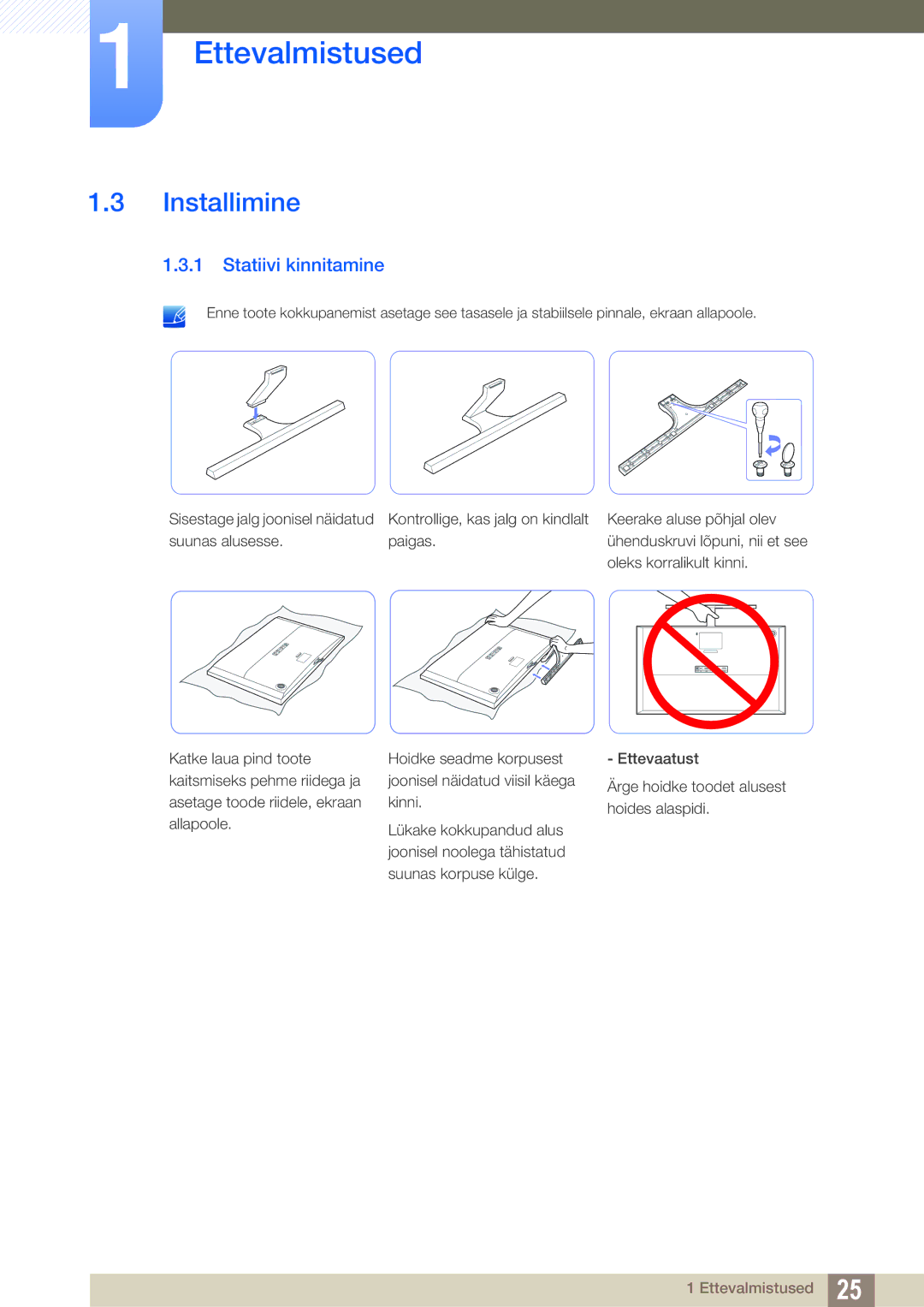 Samsung LU28D590DS/EN manual Installimine, Statiivi kinnitamine 