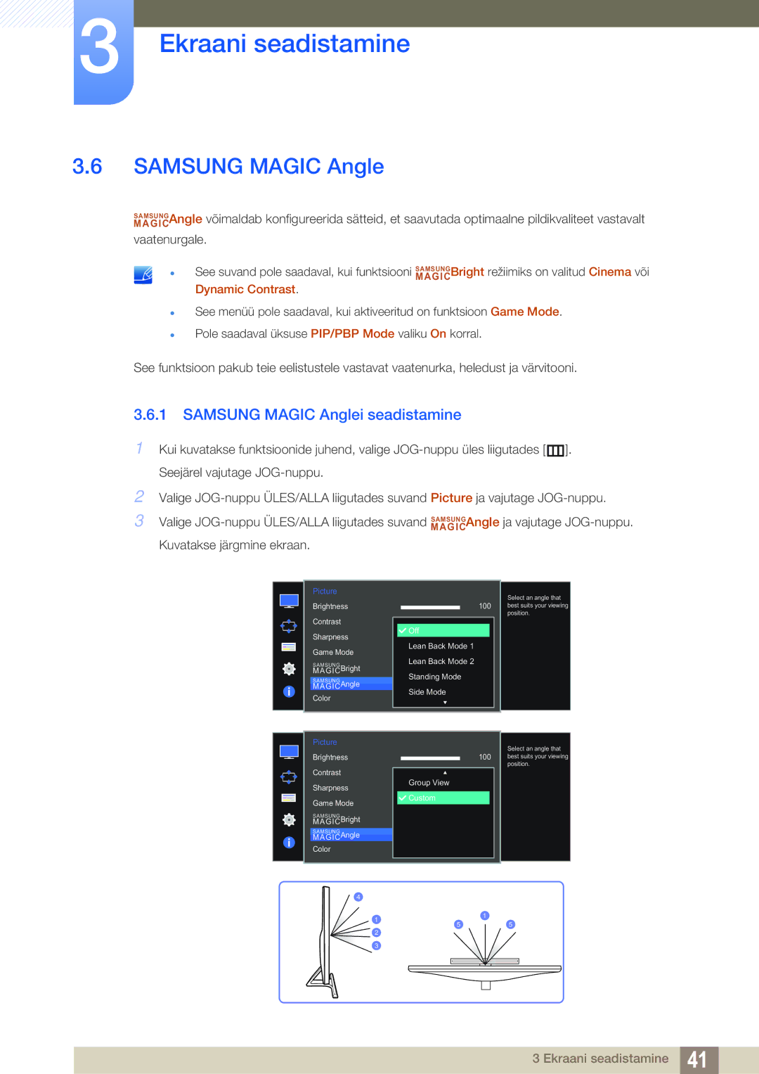 Samsung LU28D590DS/EN manual Samsung Magic Anglei seadistamine 