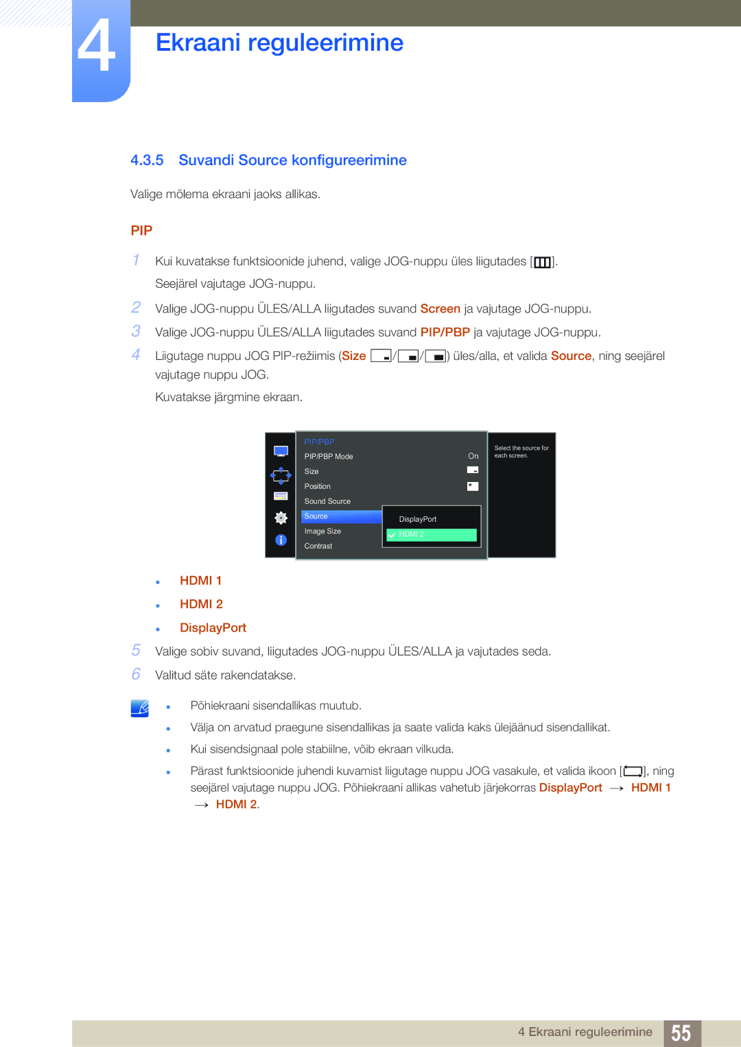 Samsung LU28D590DS/EN manual Suvandi Source konfigureerimine, Pip 