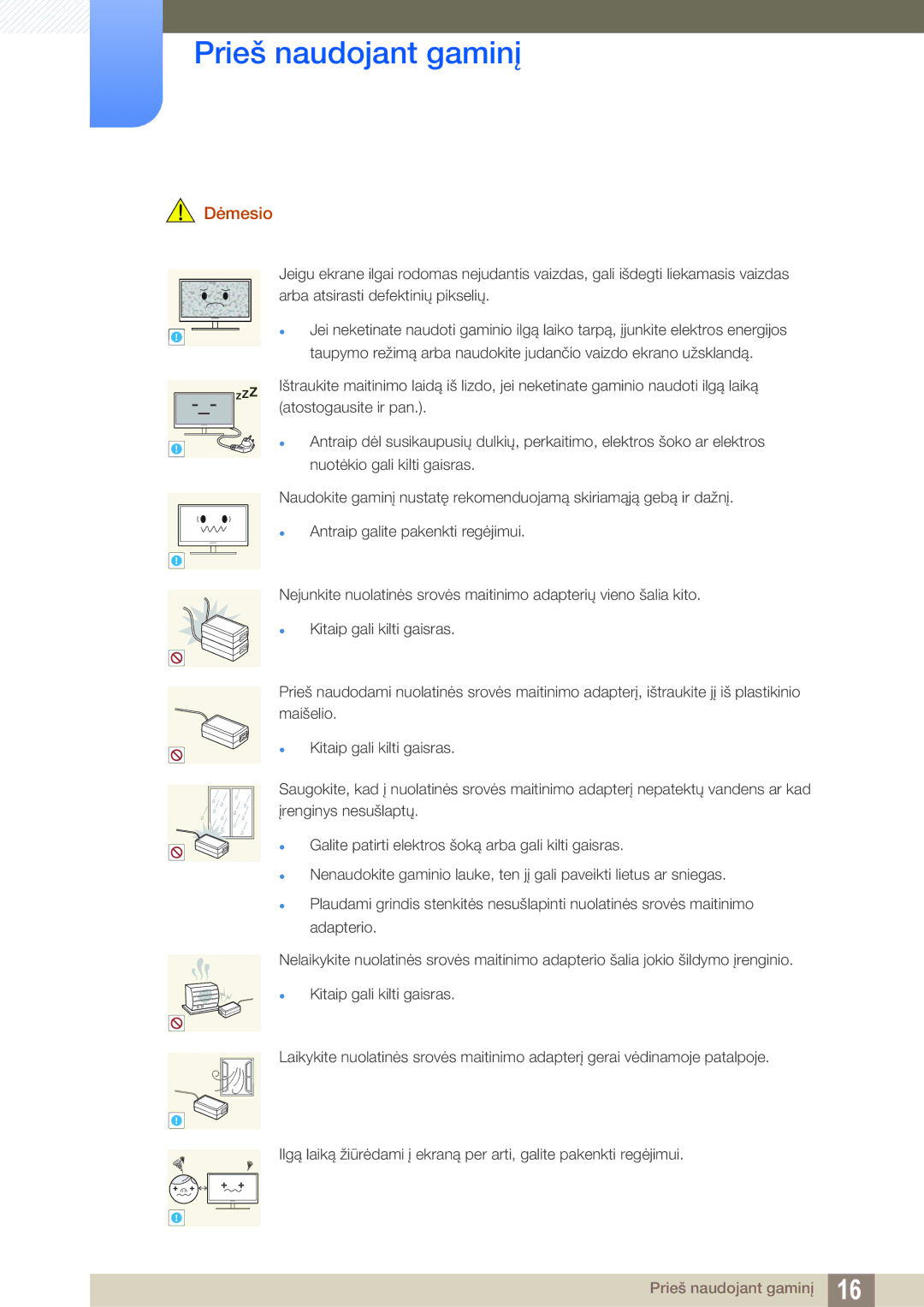 Samsung LU28D590DS/EN manual Dėmesio 