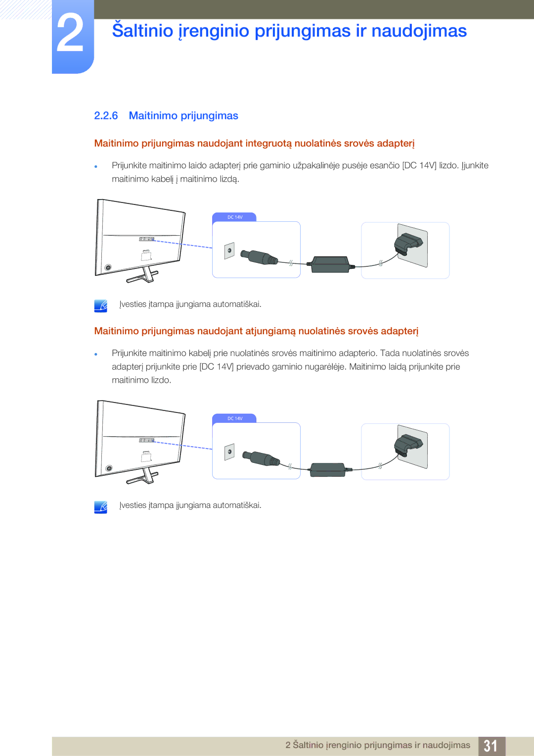 Samsung LU28D590DS/EN manual Maitinimo prijungimas 