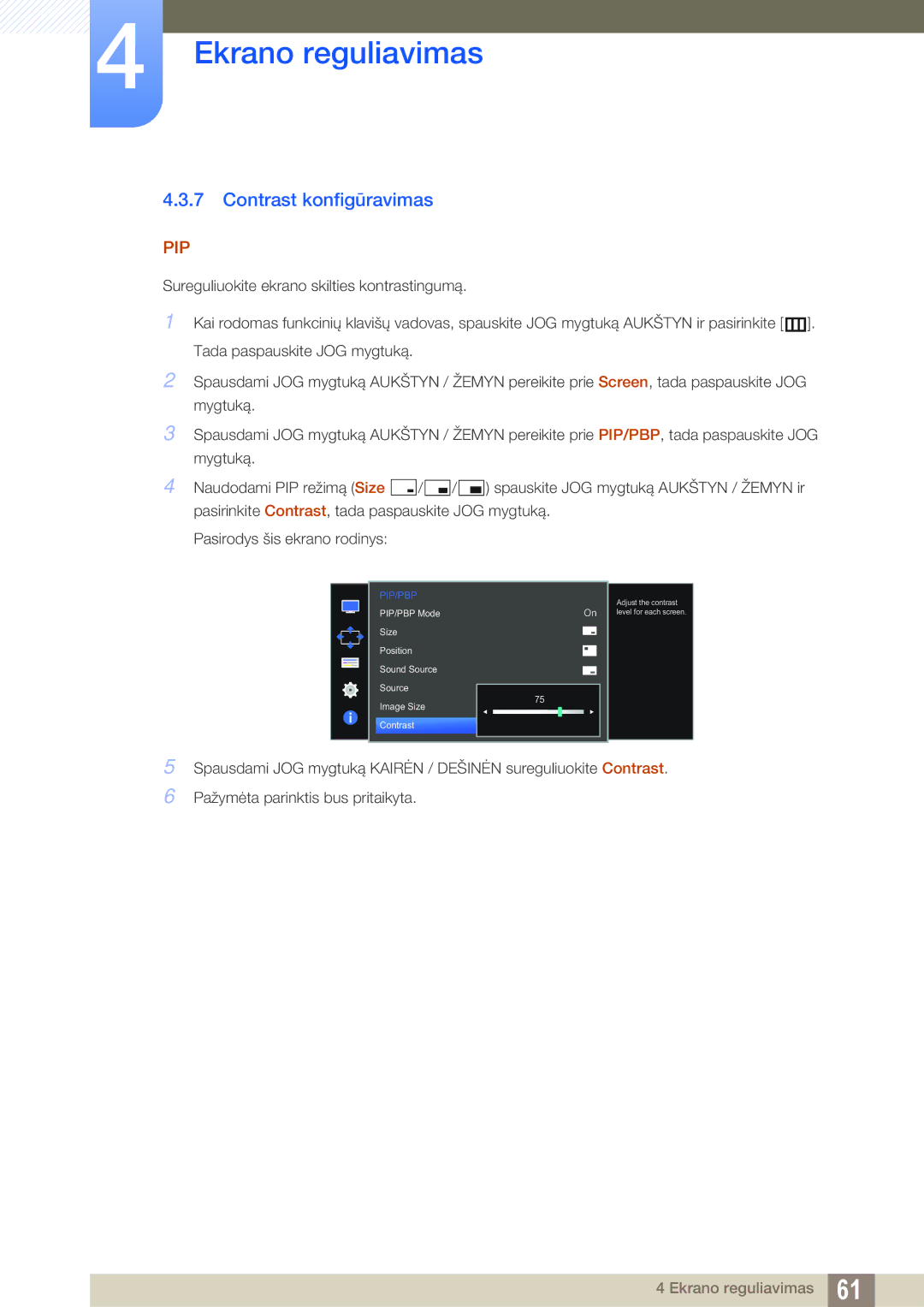 Samsung LU28D590DS/EN manual Size Position Sound Source Image Size Contrast 