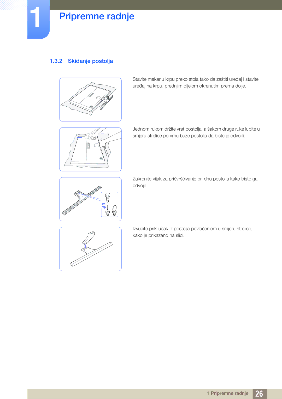 Samsung LU28D590DS/EN manual Skidanje postolja 