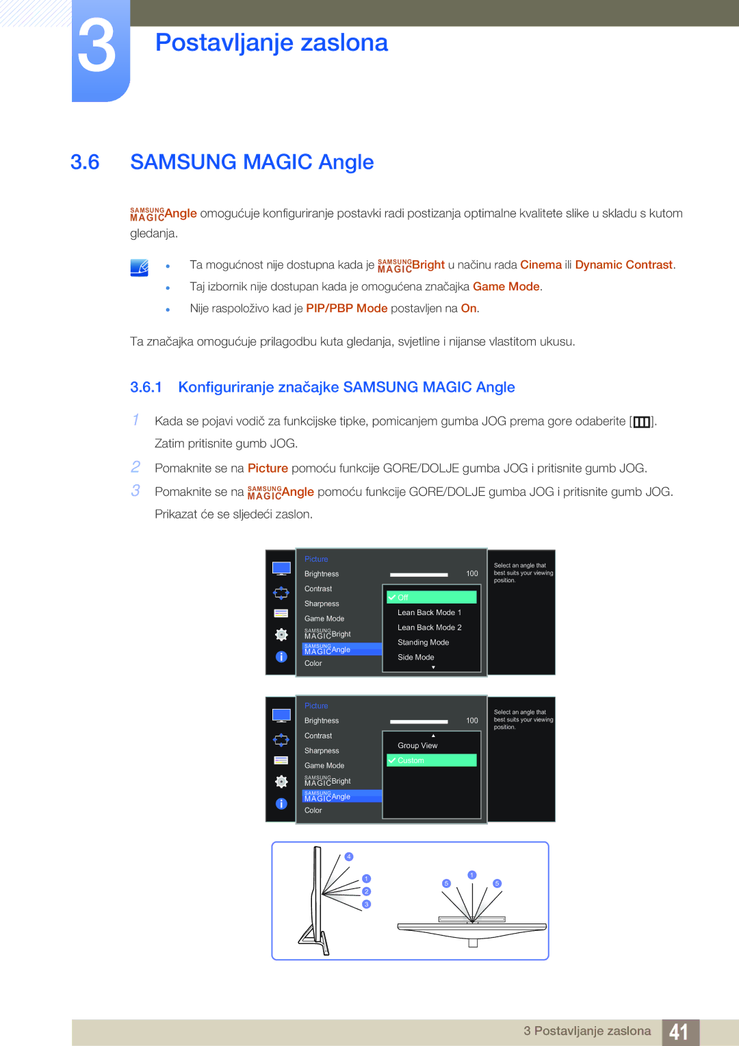 Samsung LU28D590DS/EN manual Konfiguriranje značajke Samsung Magic Angle 
