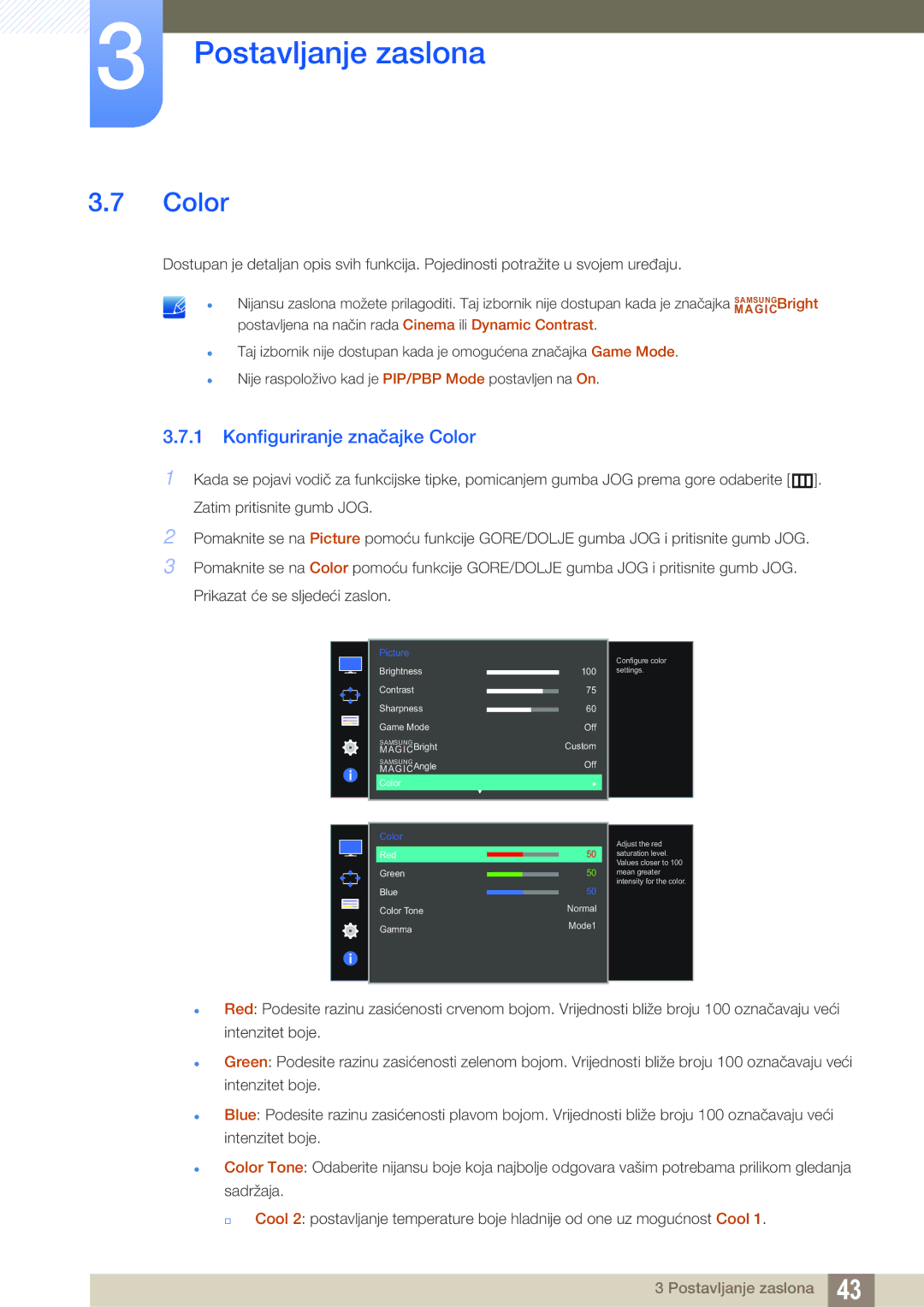Samsung LU28D590DS/EN manual Konfiguriranje značajke Color 