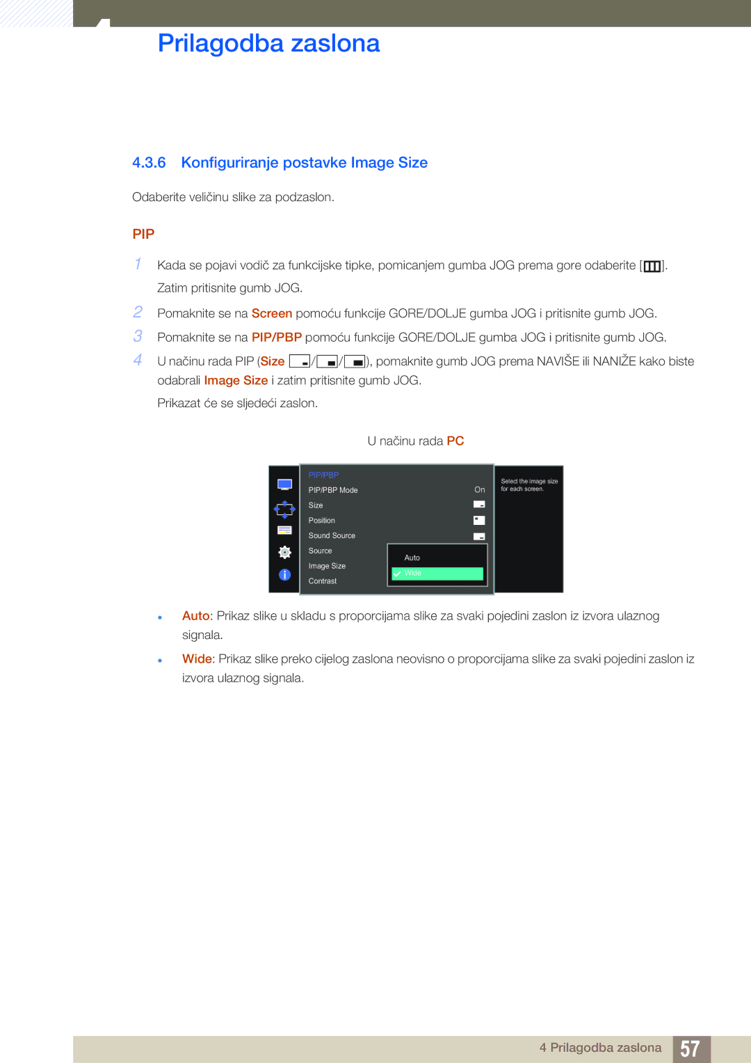 Samsung LU28D590DS/EN manual Select the image size for each screen 