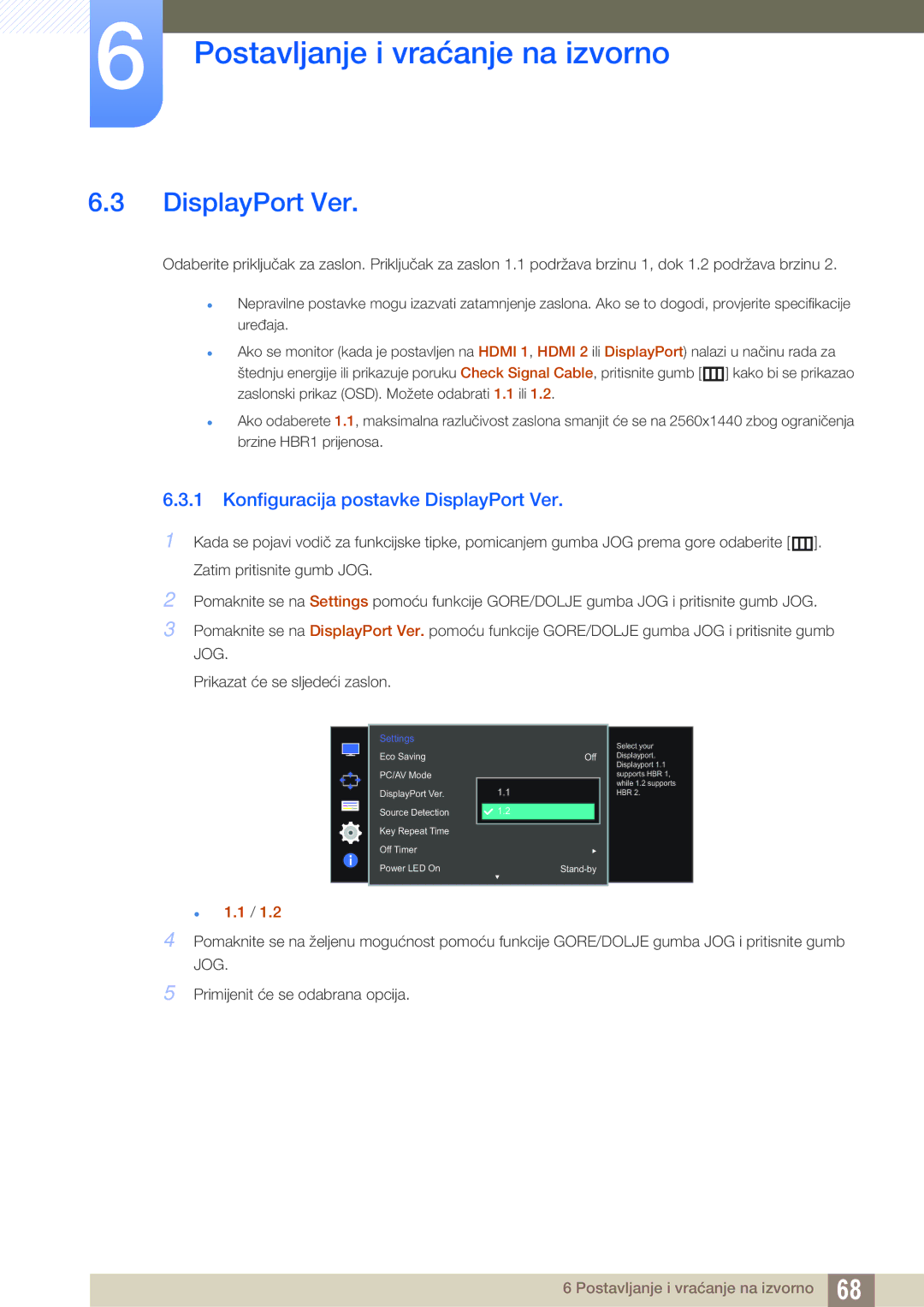 Samsung LU28D590DS/EN manual Konfiguracija postavke DisplayPort Ver 
