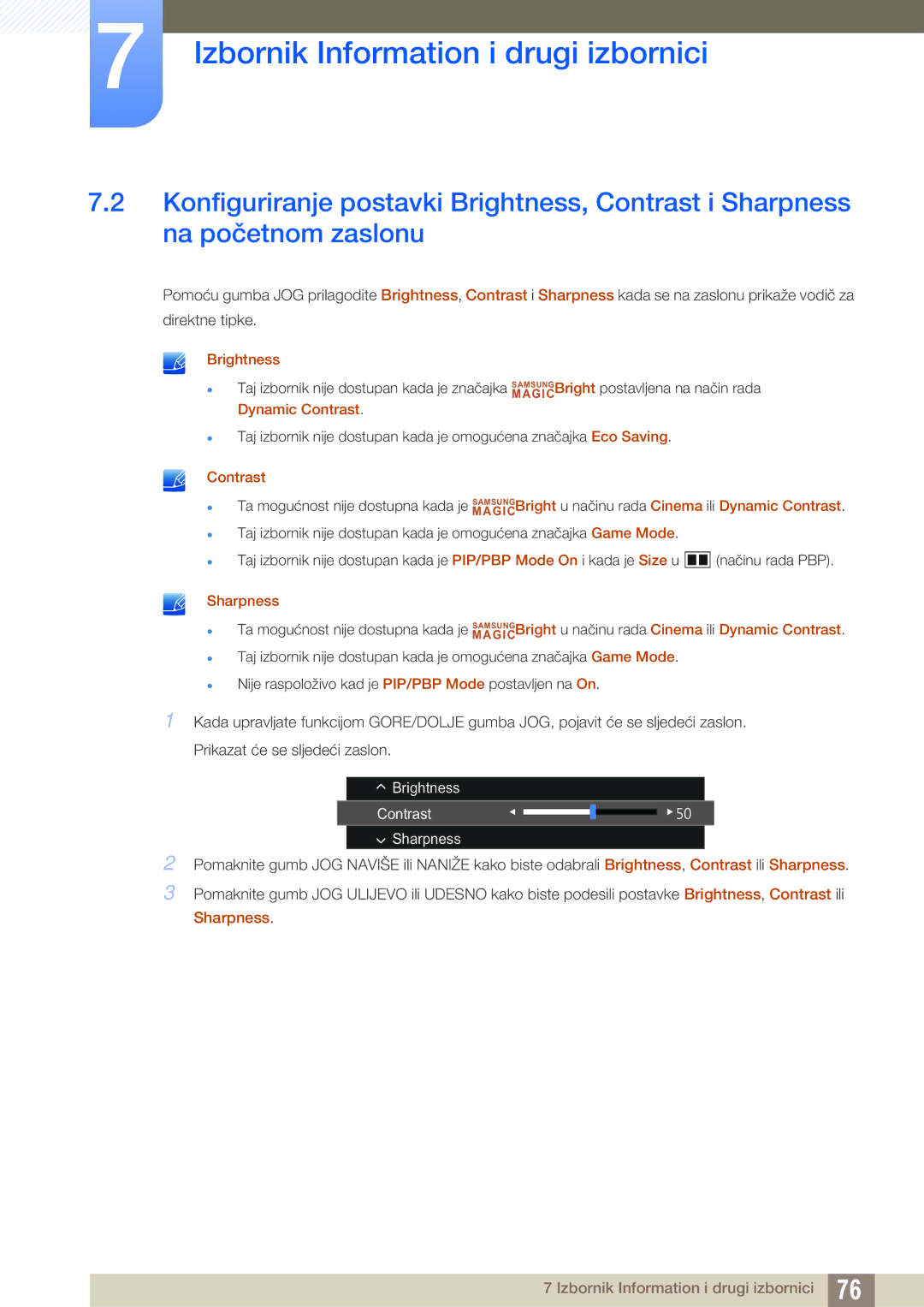 Samsung LU28D590DS/EN manual Brightness Contrast Sharpness 