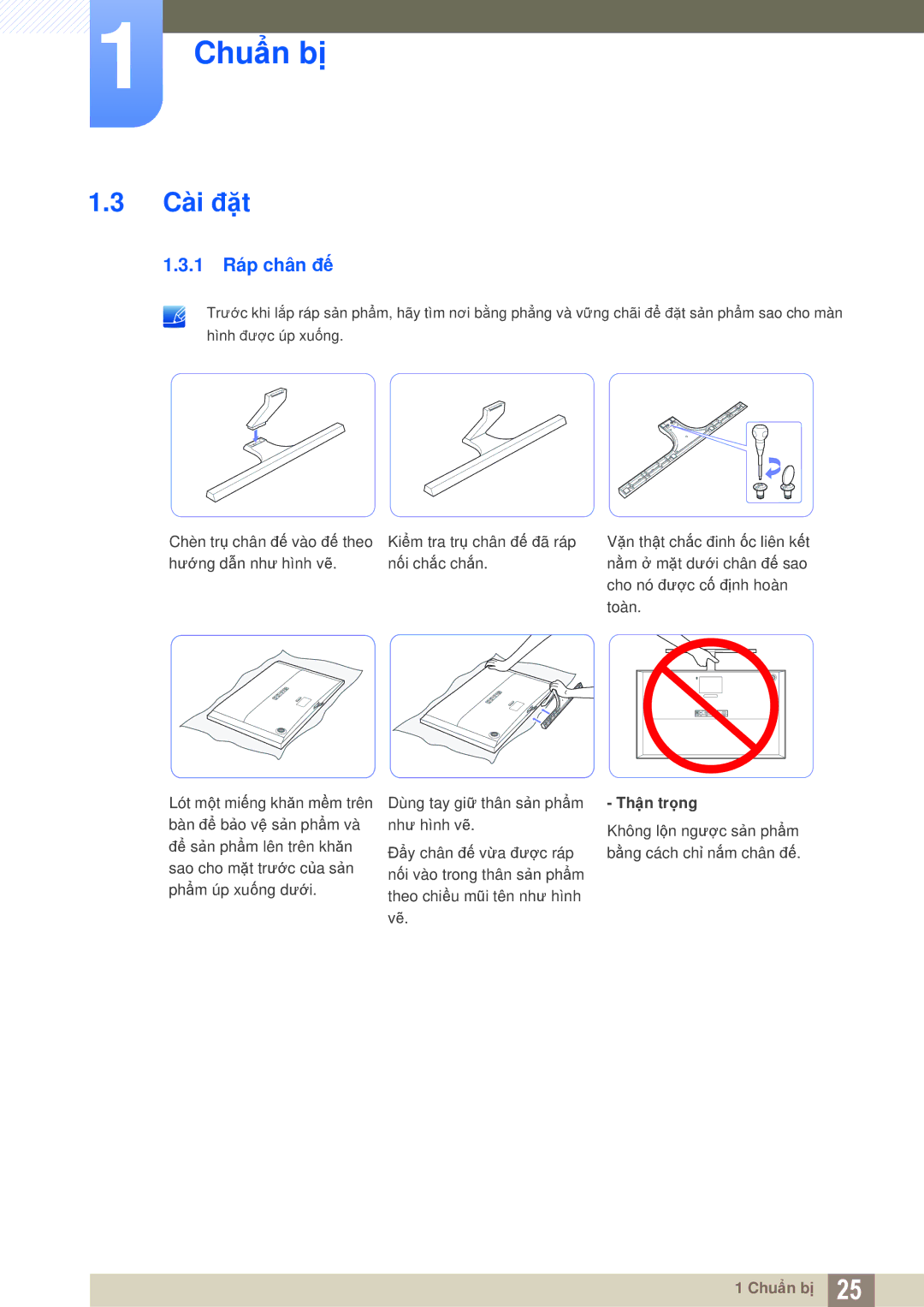 Samsung LU28D590DS/XV, LU28D590DSG/XV manual Cài đặt, 1 Ráp chân đế 