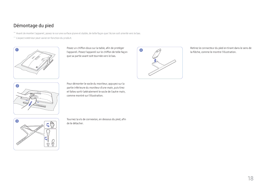 Samsung LU28E570DS/EN manual Démontage du pied 