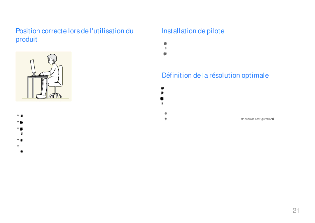 Samsung LU28E570DS/EN manual Position correcte lors de lutilisation du produit, Installation de pilote 