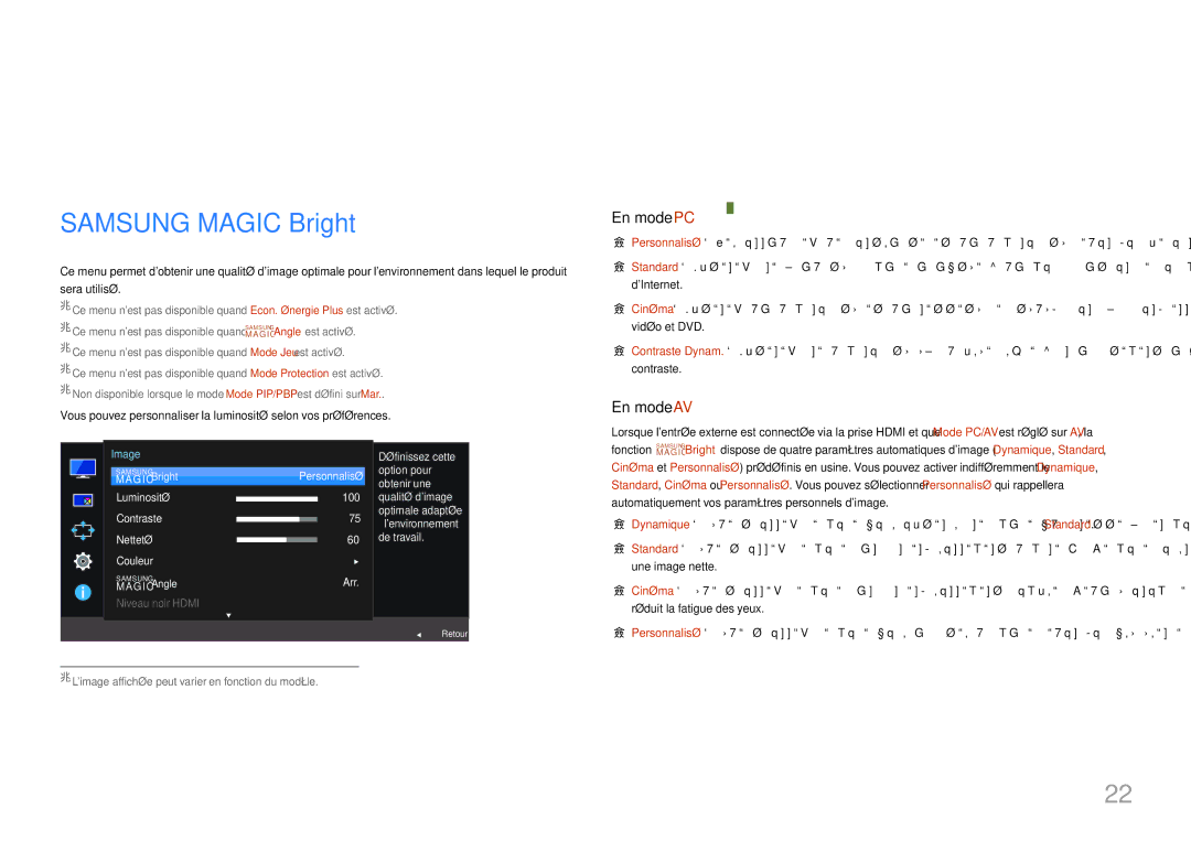 Samsung LU28E570DS/EN manual Configuration décran, Samsung Magic Bright 