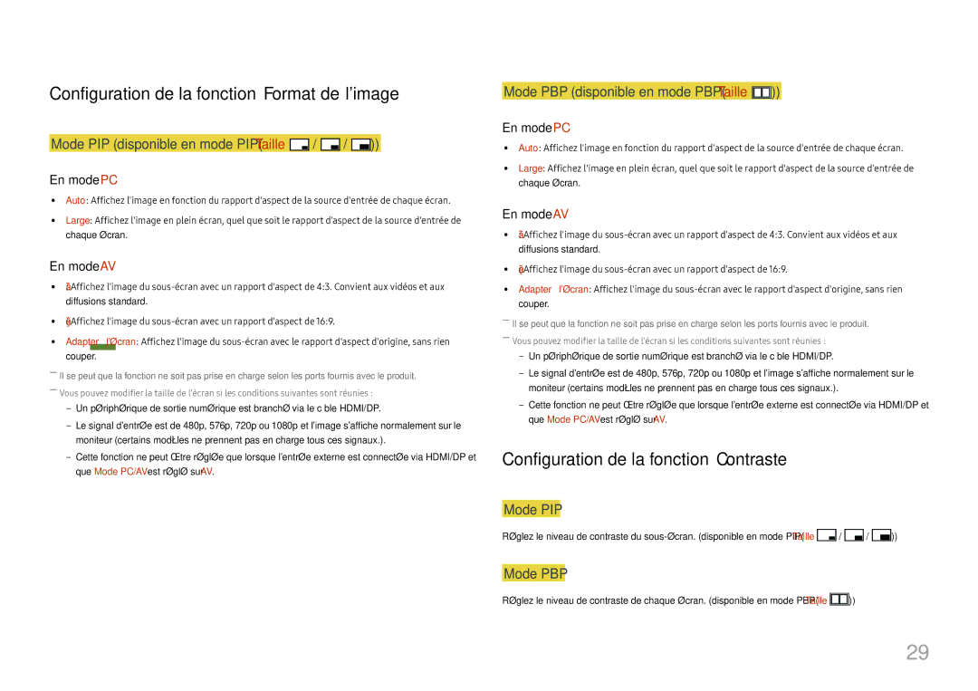 Samsung LU28E570DS/EN manual Configuration de la fonction Format de limage, Configuration de la fonction Contraste 