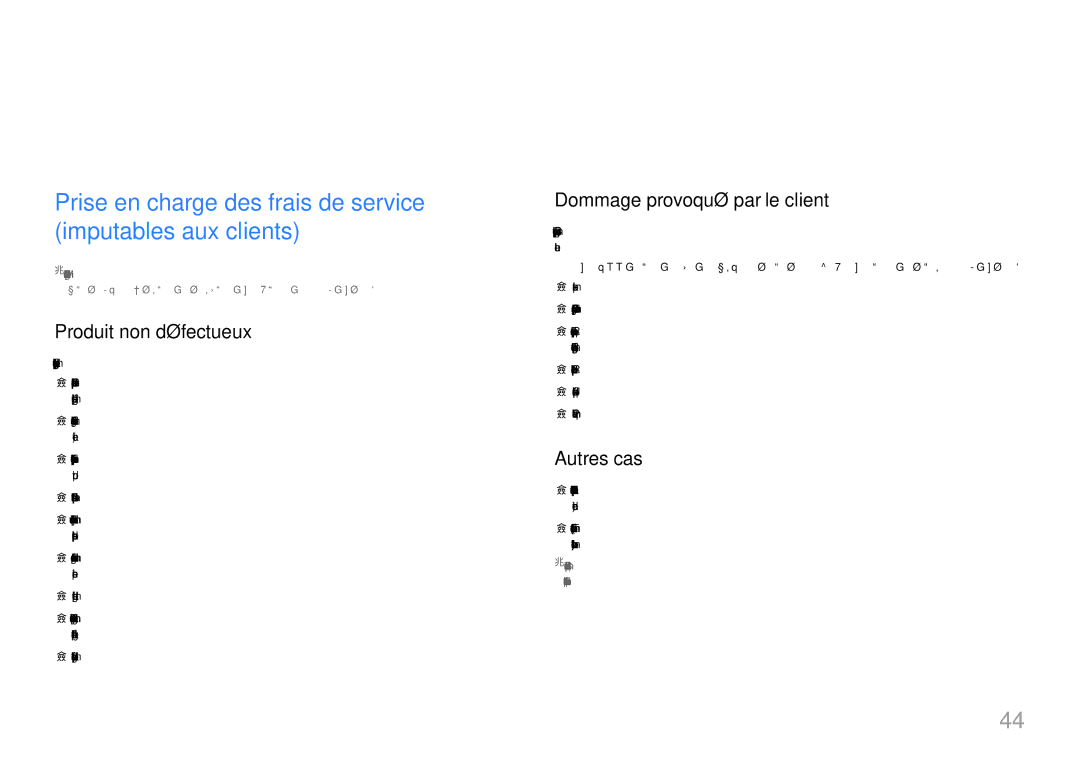 Samsung LU28E570DS/EN manual Annexe, Prise en charge des frais de service imputables aux clients, Produit non défectueux 