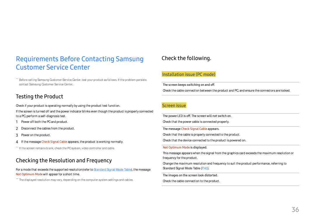 Samsung LU28E570DS/EN manual Troubleshooting Guide, Testing the Product, Checking the Resolution and Frequency 