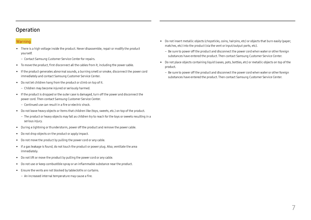 Samsung LU28E570DS/EN manual Operation 