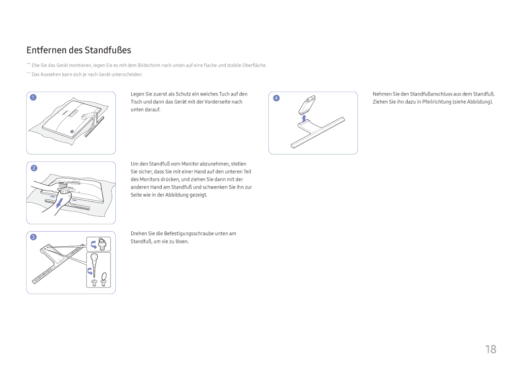 Samsung LU28E570DS/EN manual Entfernen des Standfußes 