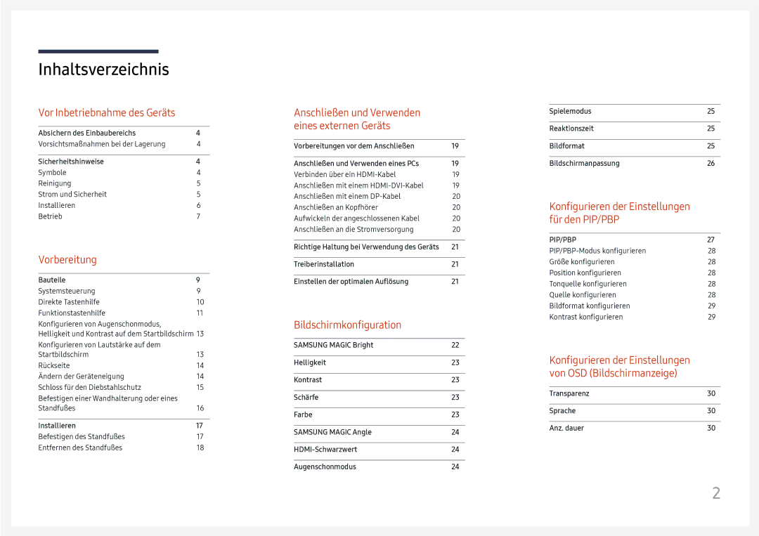 Samsung LU28E570DS/EN manual Inhaltsverzeichnis 