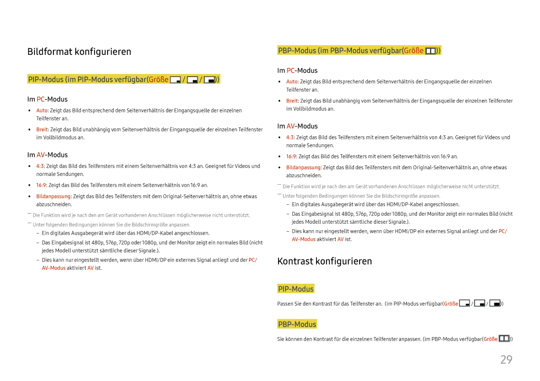 Samsung LU28E570DS/EN manual Bildformat konfigurieren, Kontrast konfigurieren 