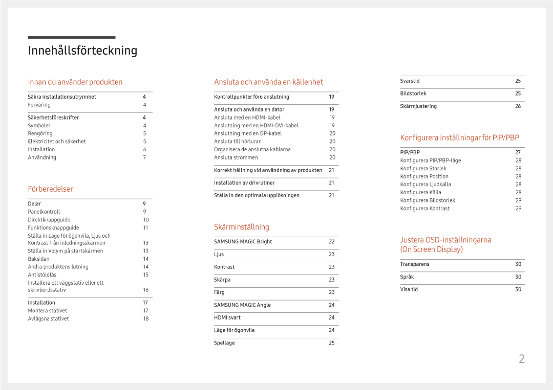 Samsung LU28E570DS/EN manual Innehållsförteckning 