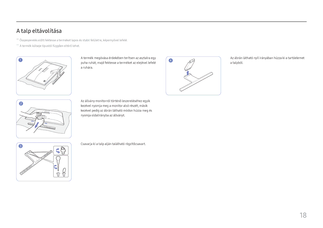 Samsung LU28E570DS/EN manual Talp eltávolítása 