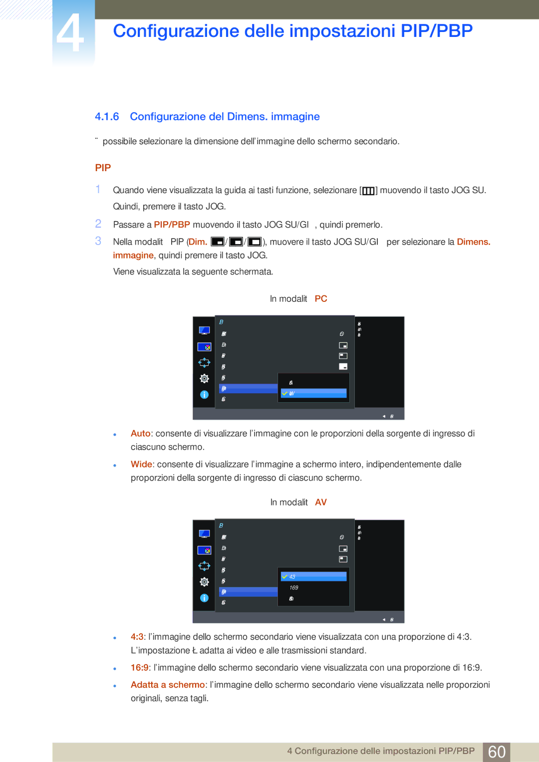 Samsung LU28E590DS/EN manual Configurazione del Dimens. immagine 